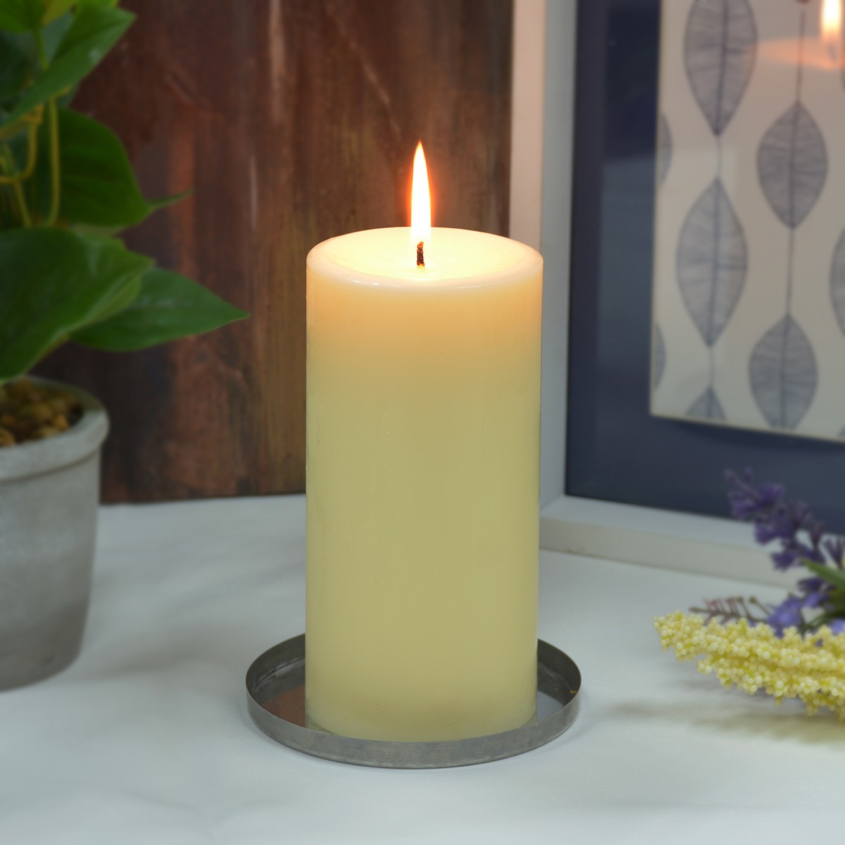 3 x 6 Inch Ivory Pillar Candle