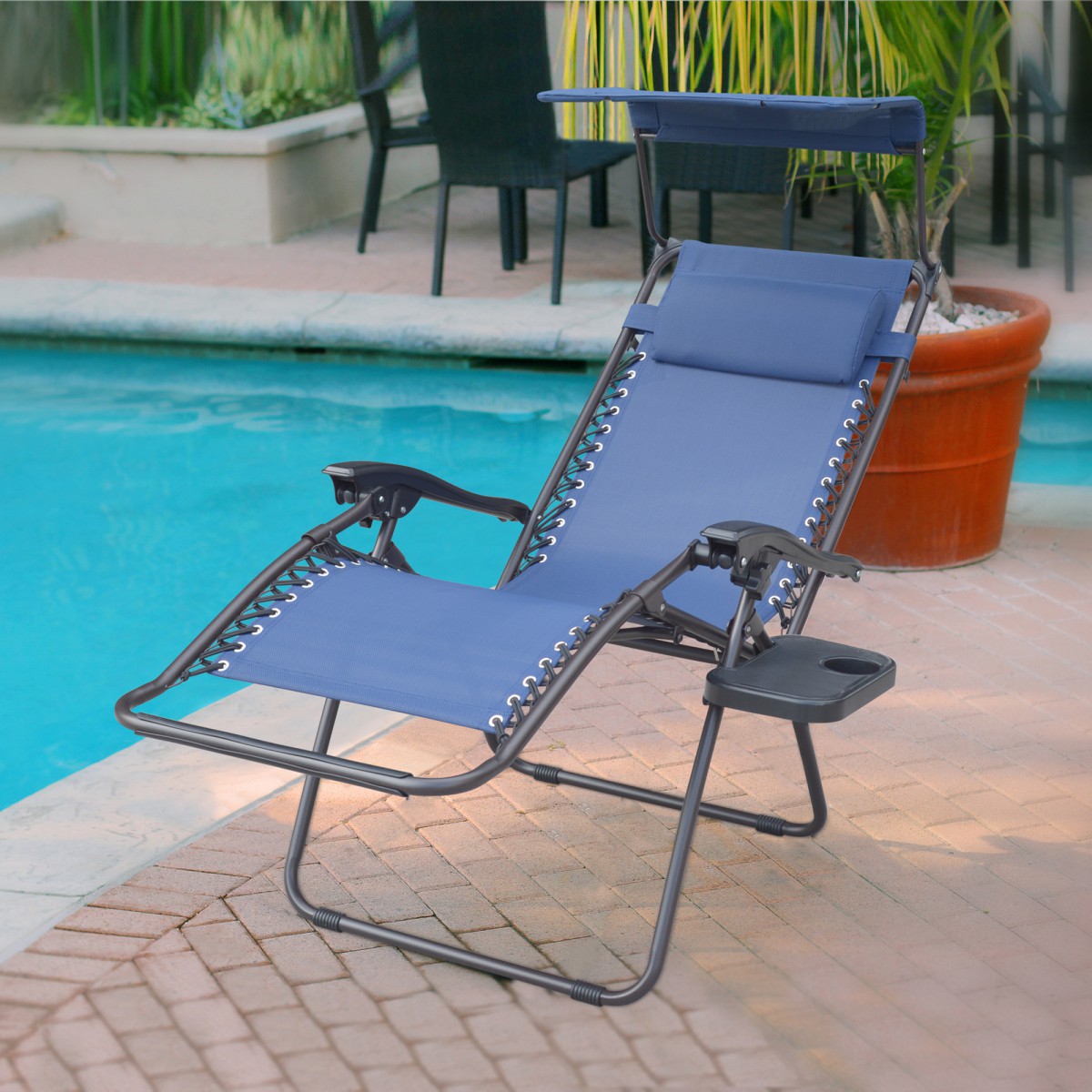 Jeco Oversized Zero Gravity Chair with Sunshade and Drink Tray