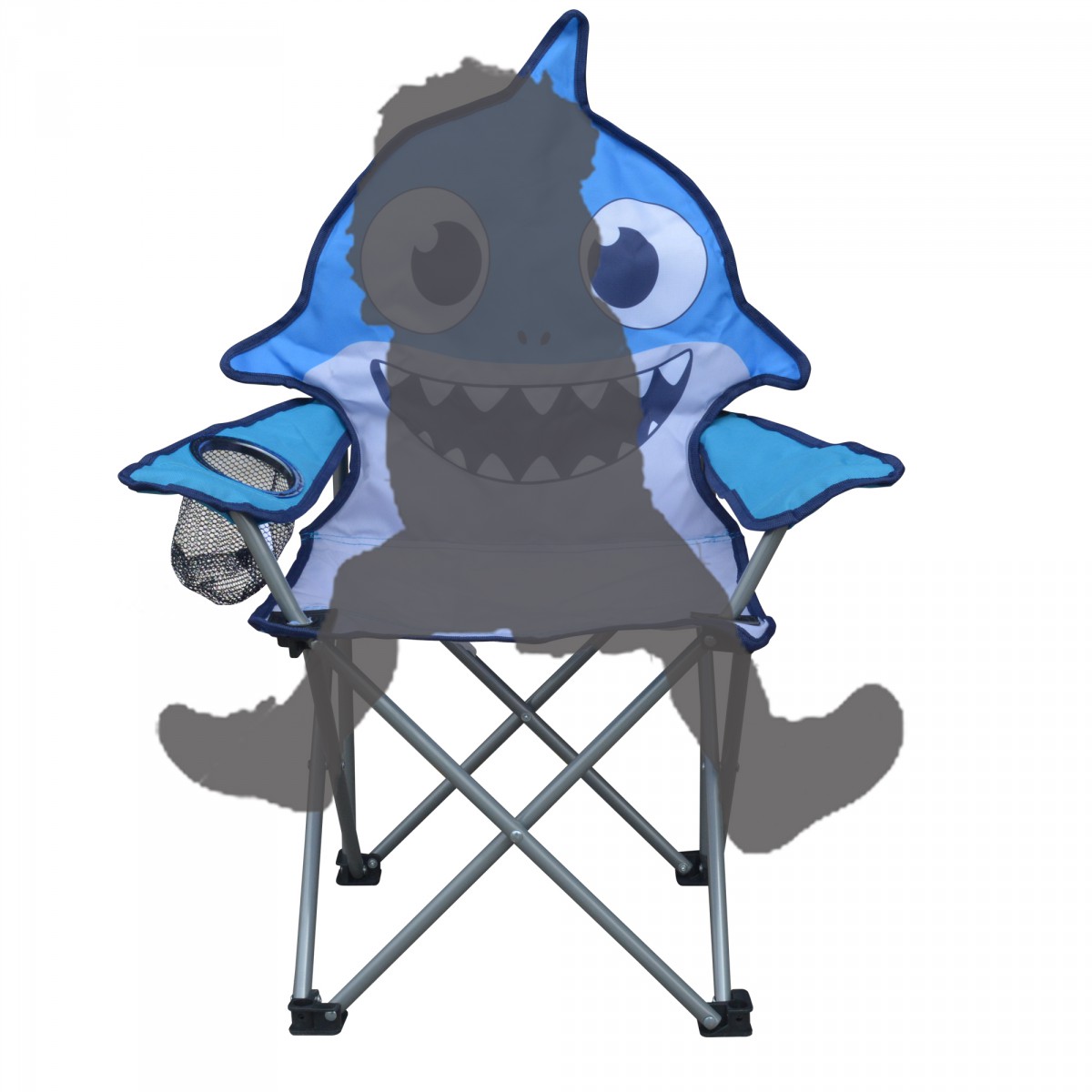 Jeco Kids Outdoor Folding Lawn and Camping Chair with Cup Holder Shark Camp Chair