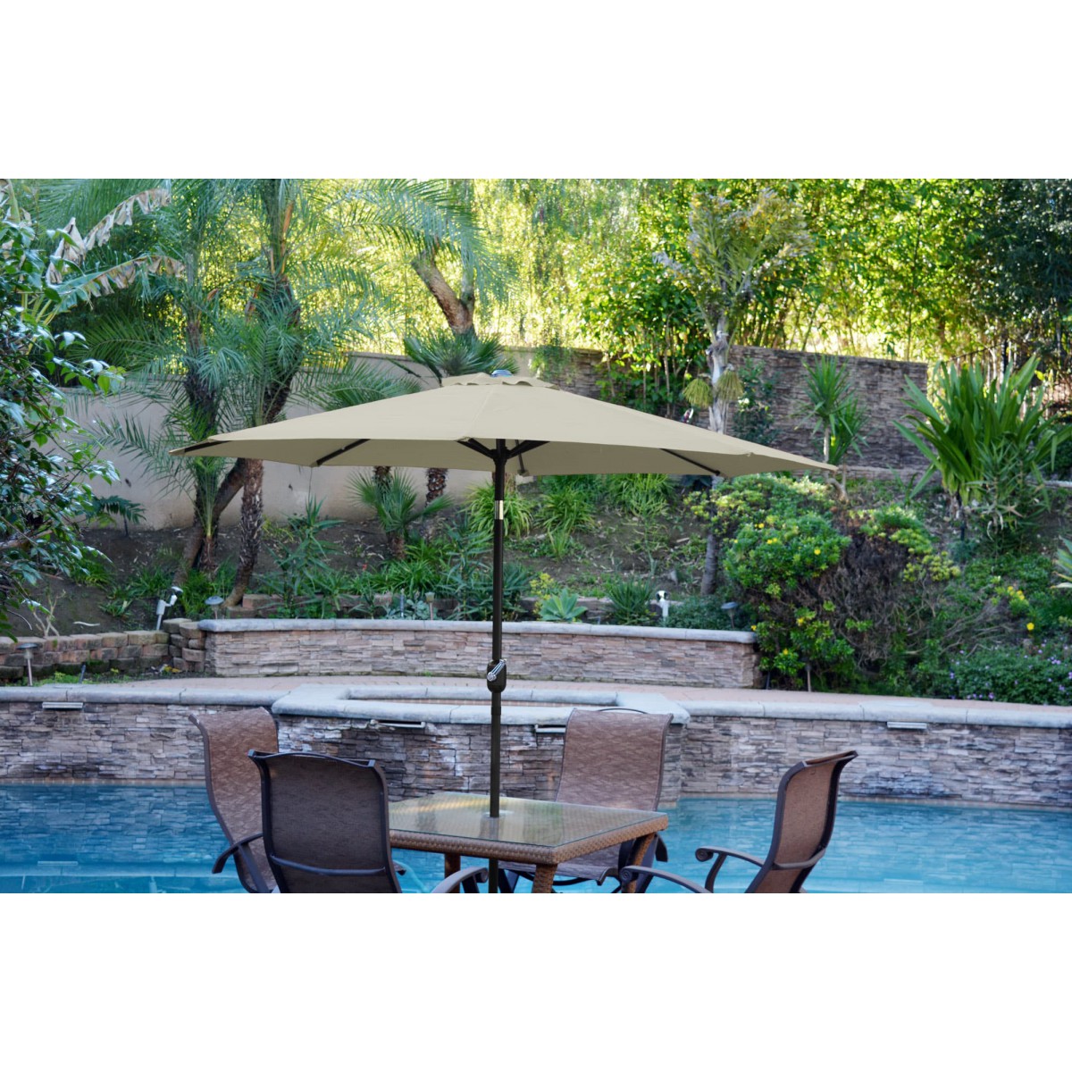 black and tan patio umbrella Tangkula 7.5ft Umbrella, Heavy Duty Outdoor with Push Button Tilt, Crank Handle, Vented Canopy for Backyard, Garden, Beach, Poolside (Black) : Patio, Lawn & Garden diameter aluminum frame with stainless steel hardware ACEGOSES 10-ft Aluminum Tan Push-button