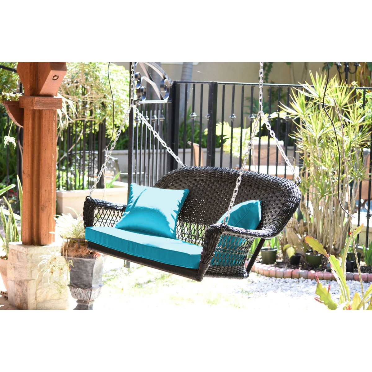 All weather wicker porch swing sales