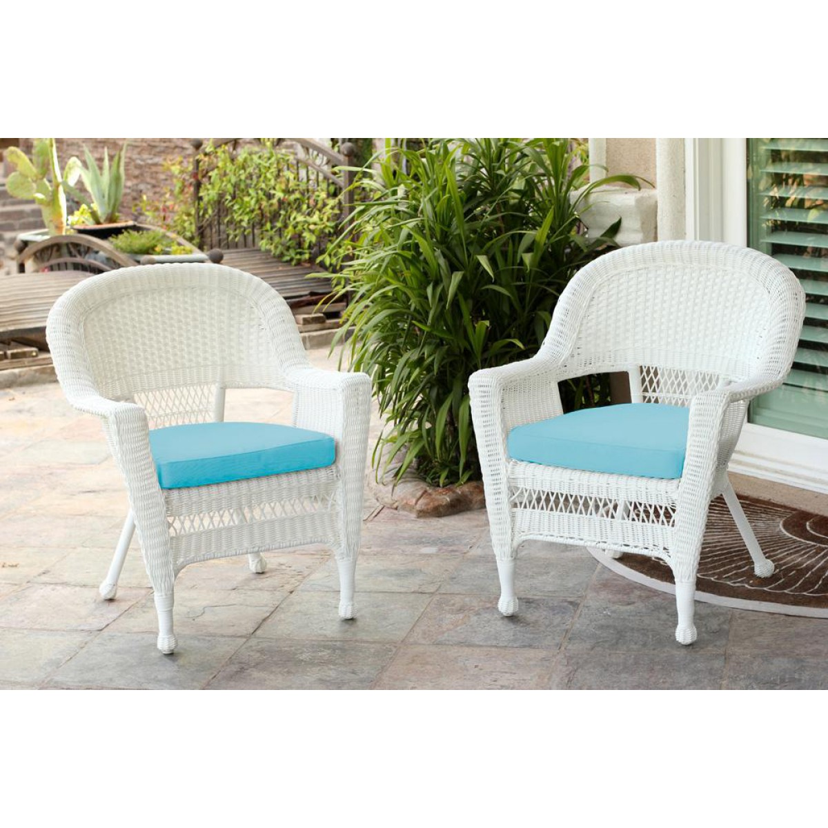 Blue shop wicker chairs