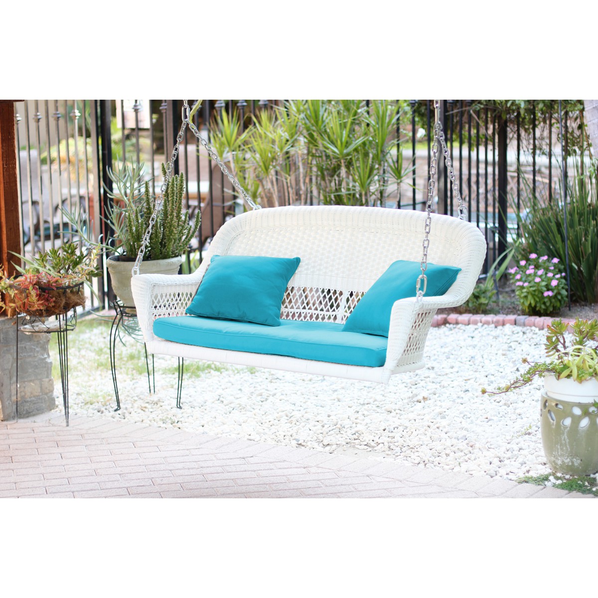 White wicker porch 2025 swing