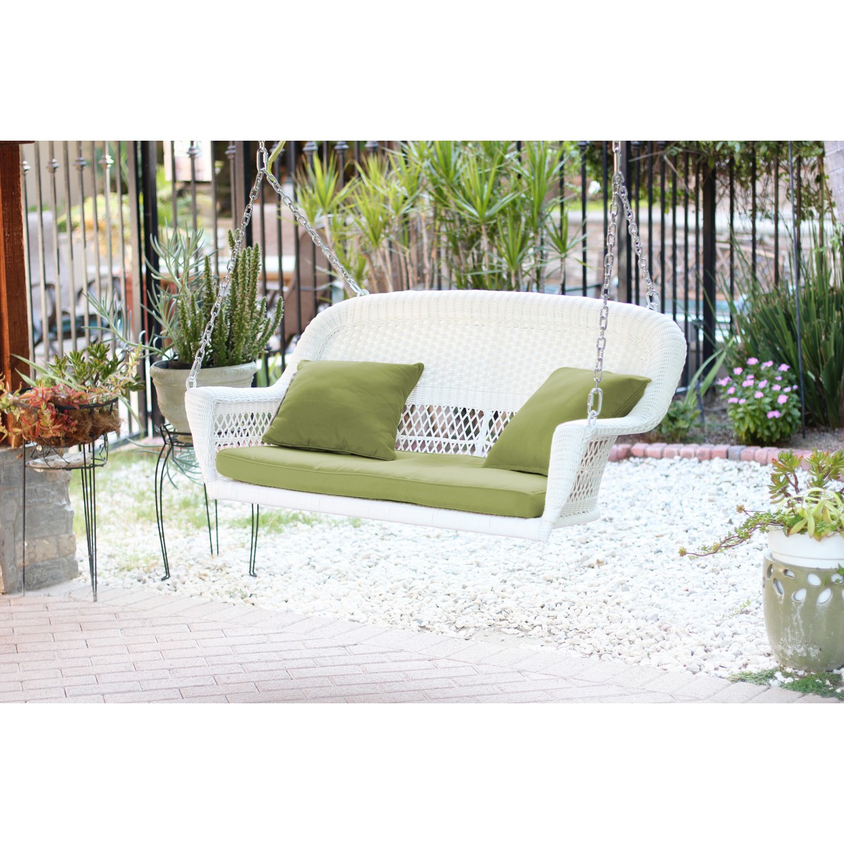 Resin wicker online porch swing