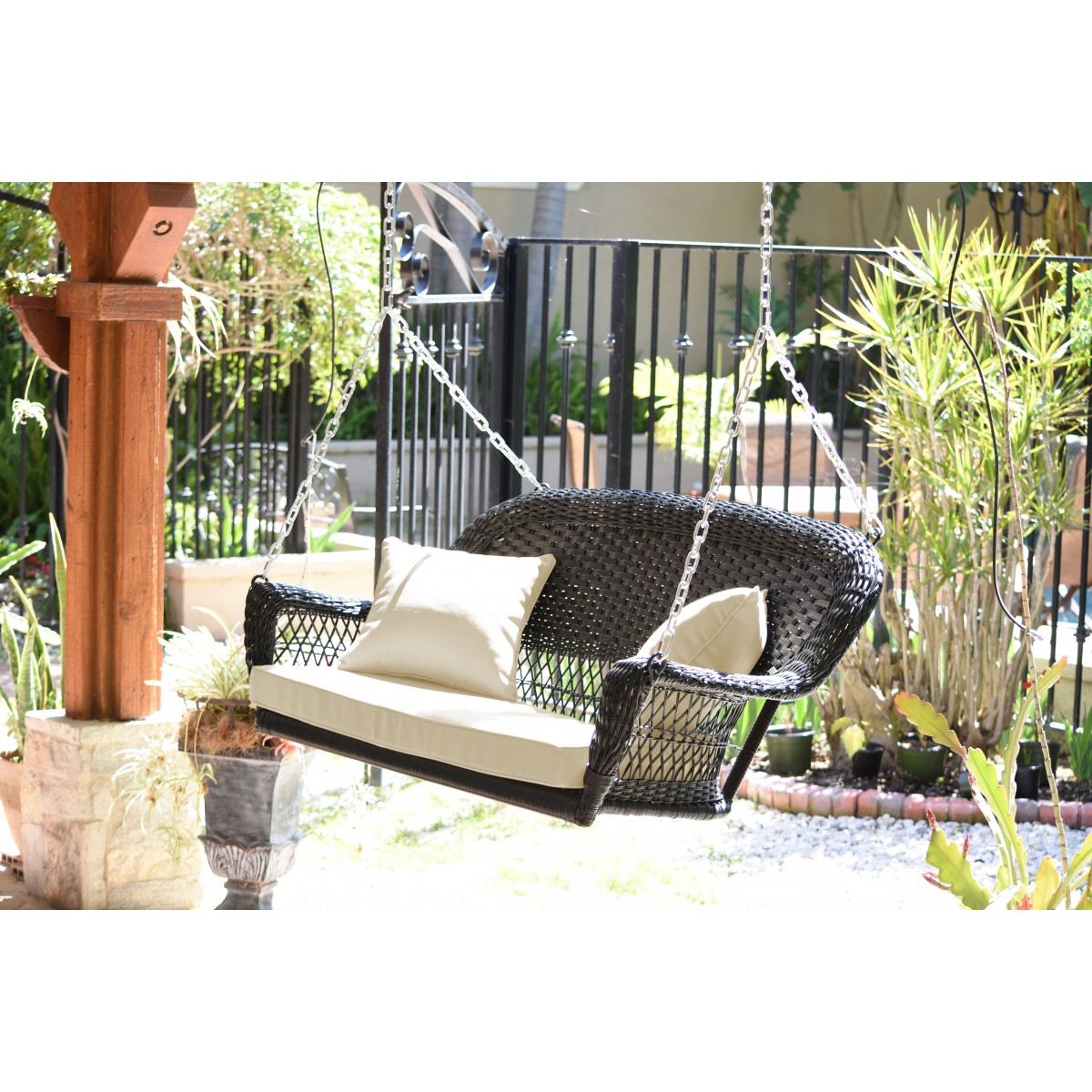 Black porch swing sale cushion
