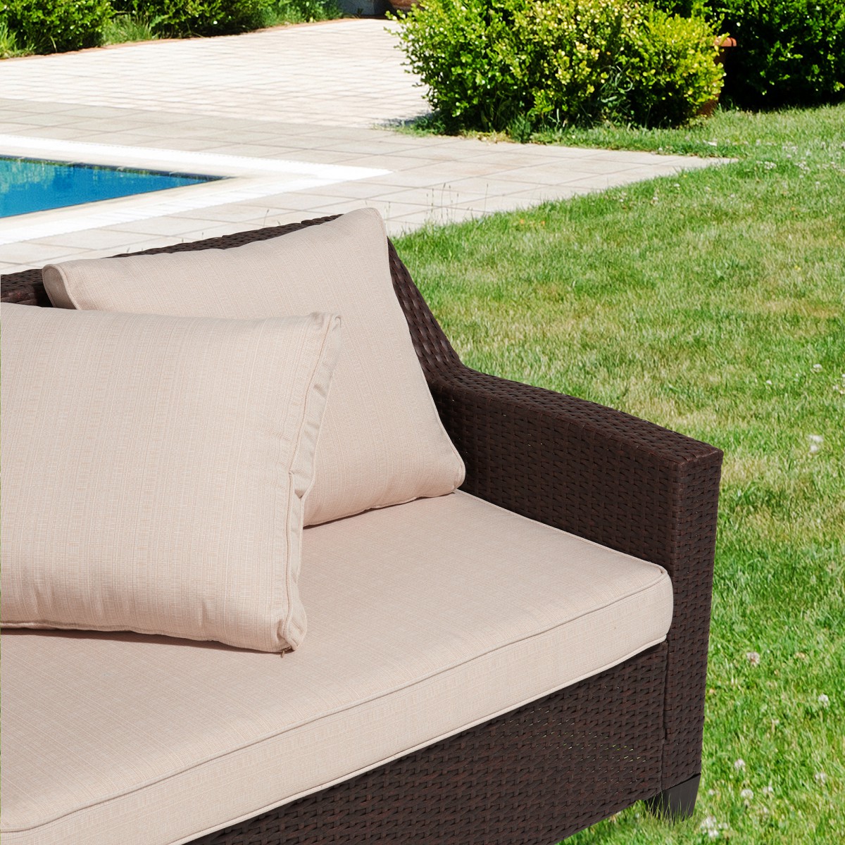 Caoimhe 4 PC Espresso Resin Wicker Conversation Set with 4 In Cushion