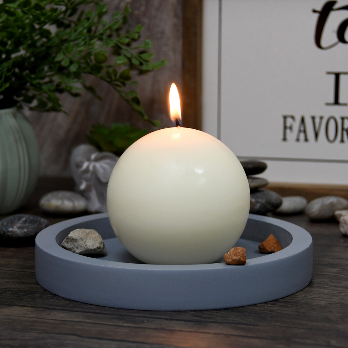 4 Inch Pale Ivory Citronella Ball Candles (12pcs/Case) Bulk