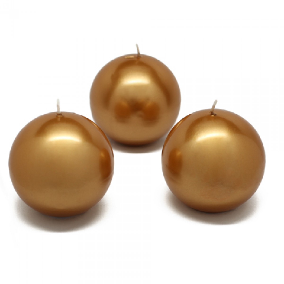 3 Inch Metallic Gold Ball Candles (36pcs/Case) Bulk