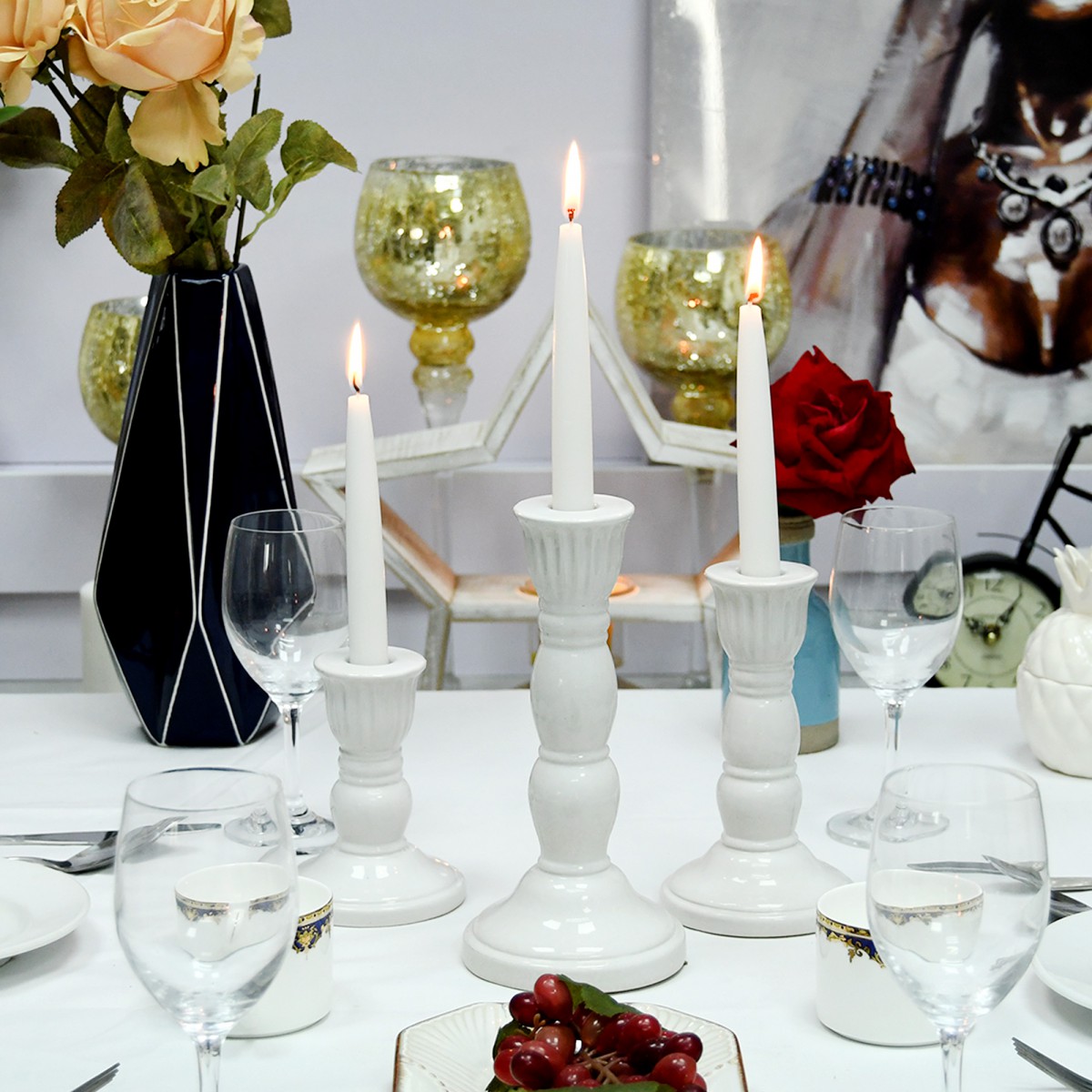 6 Inch White Taper Candles (1 Dozen)