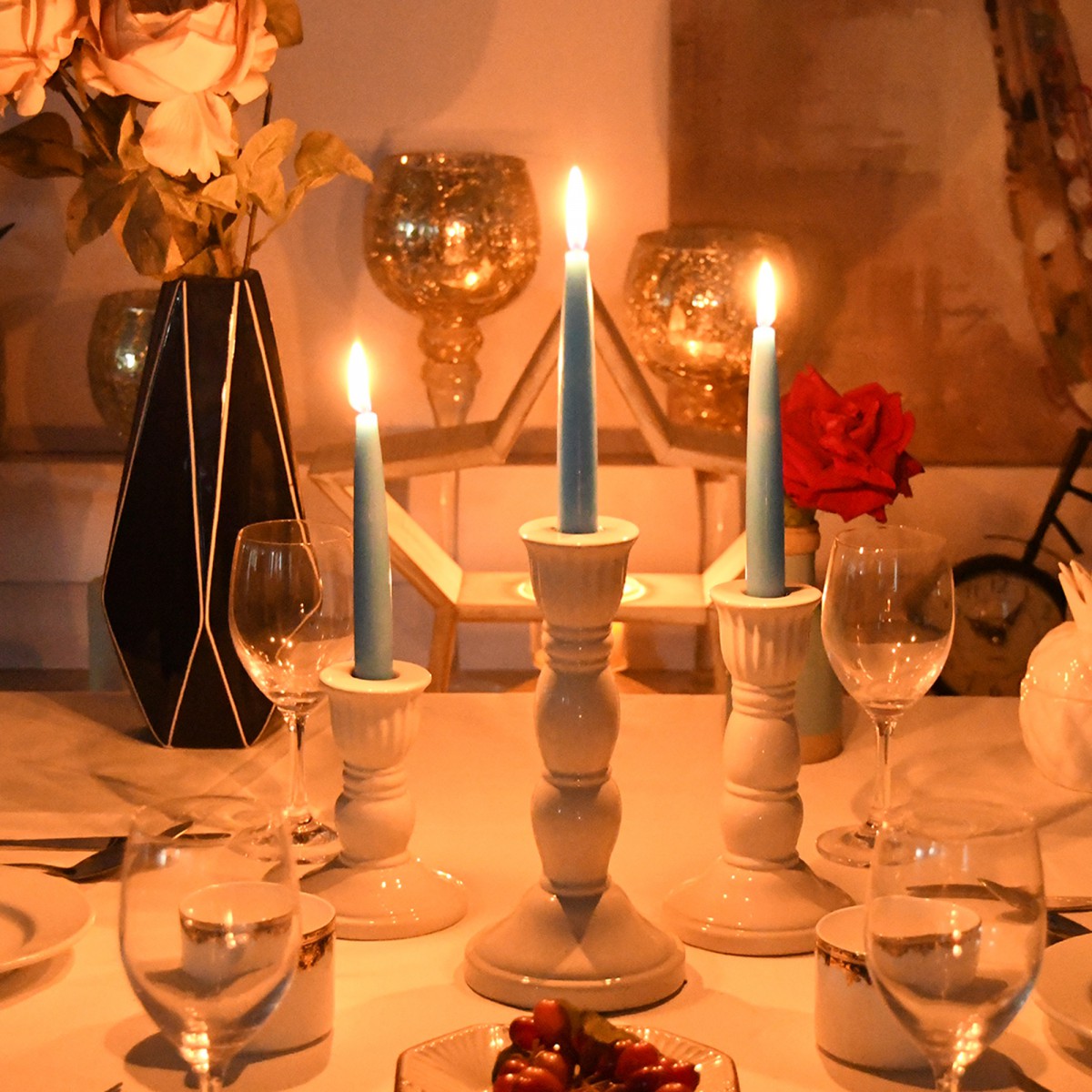 6 Inch Light Blue Taper Candles (1 Dozen)