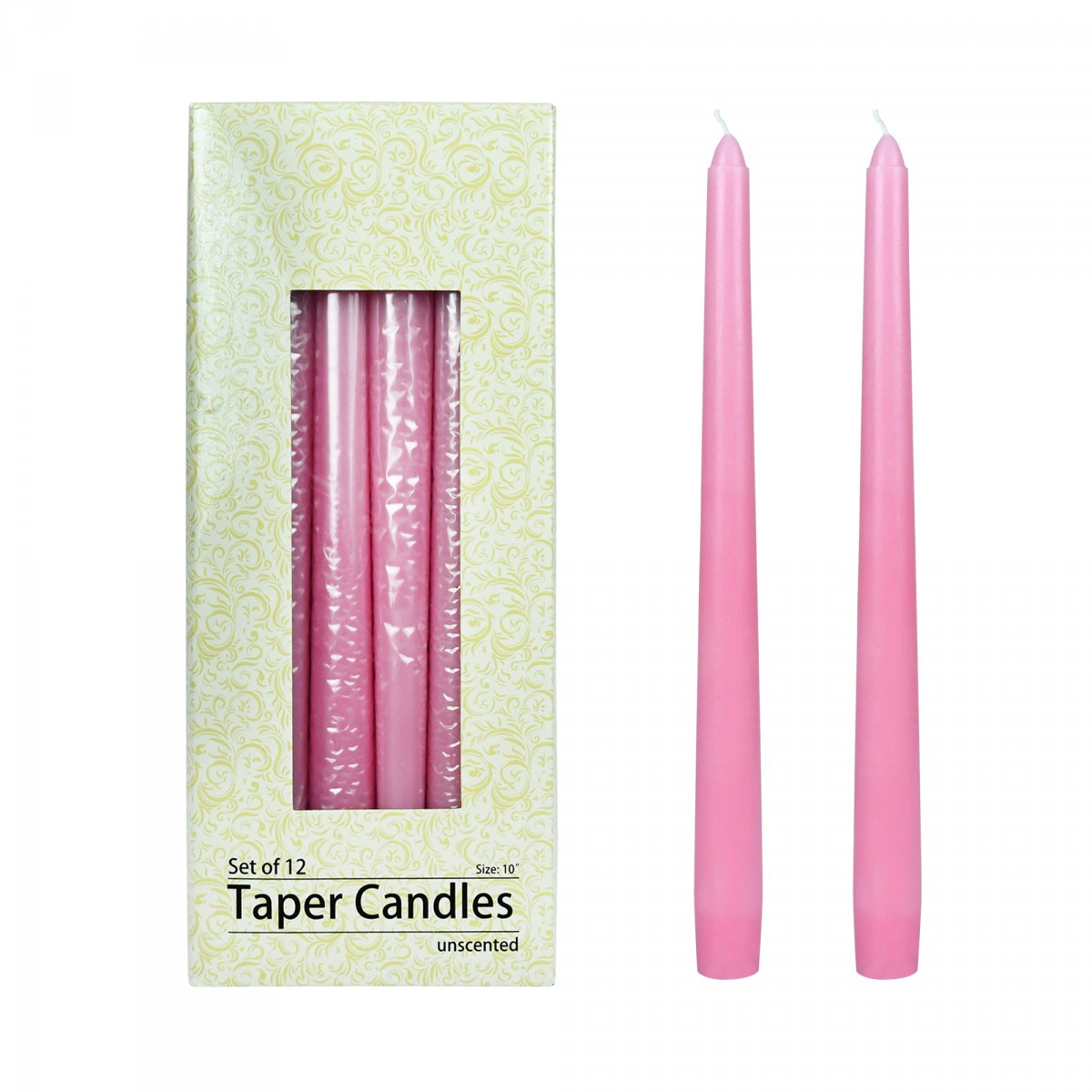 10 Inch Pink Taper Candles (1 Dozen)