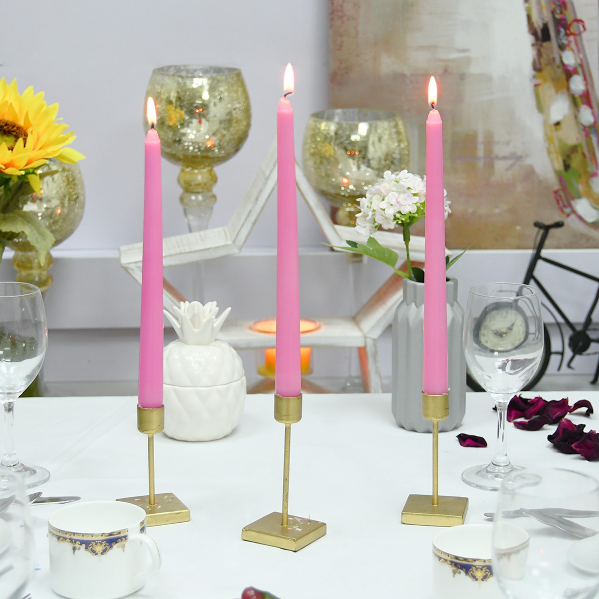 10 Inch Pink Taper Candles (1 Dozen)