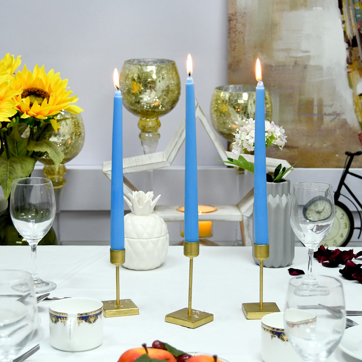 10 Inch Light Blue Taper Candles (144pcs/Case) Bulk