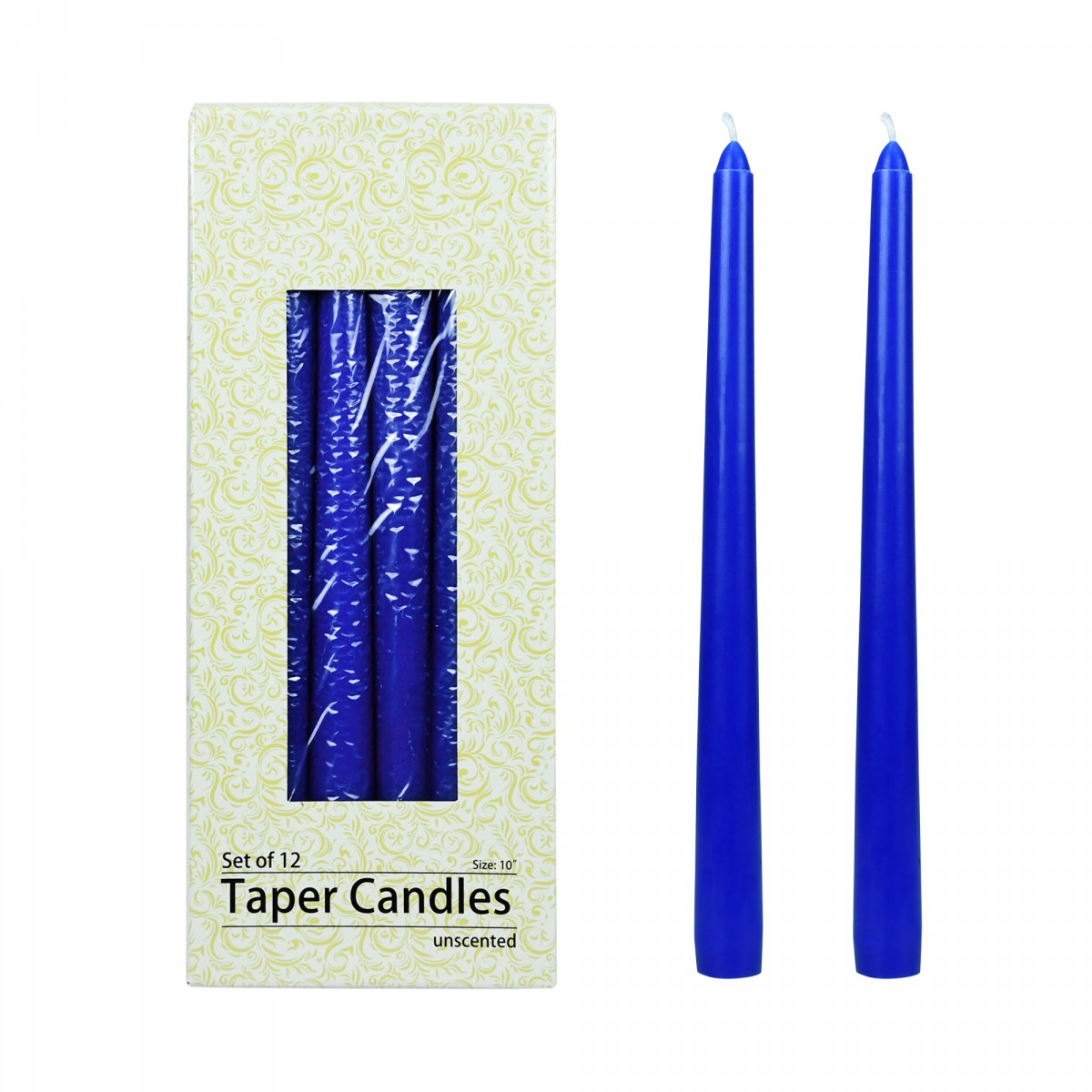 10 Inch Blue Taper Candles (1 Dozen)