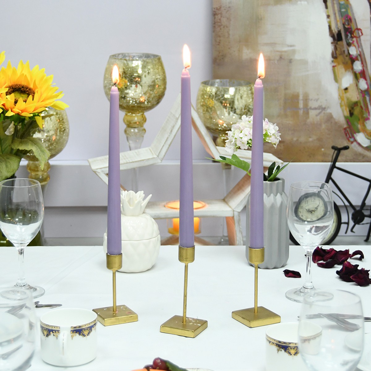 10 Inch Lavender Taper Candles (1 Dozen)