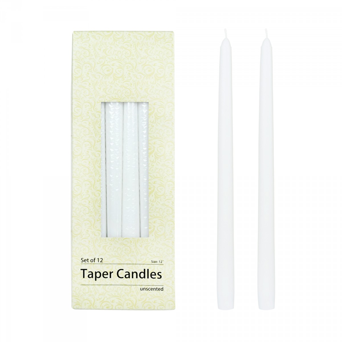 12 Inch White Taper Candles (1 Dozen)