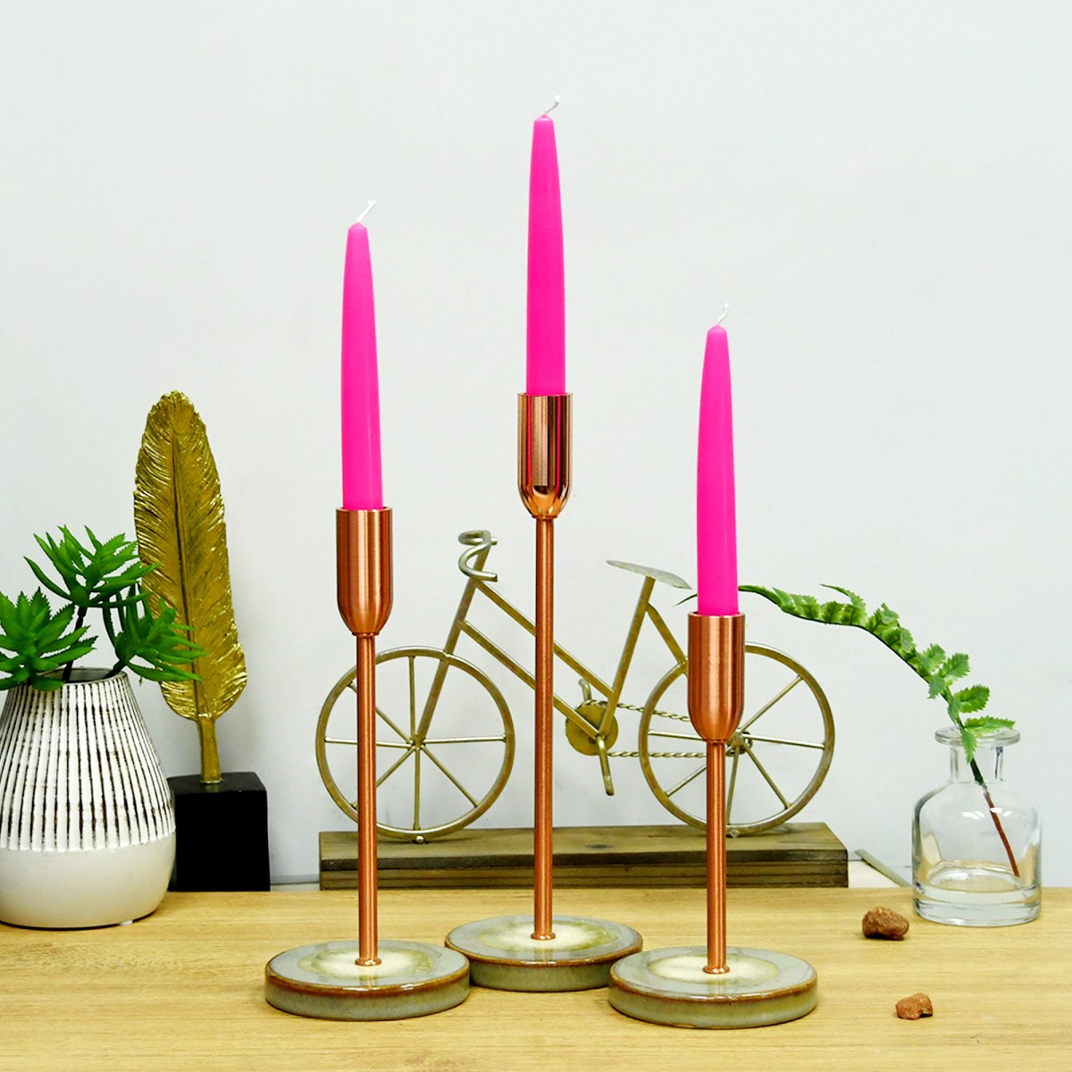 6 Inch Hot Pink Taper Candles (1 Dozen)
