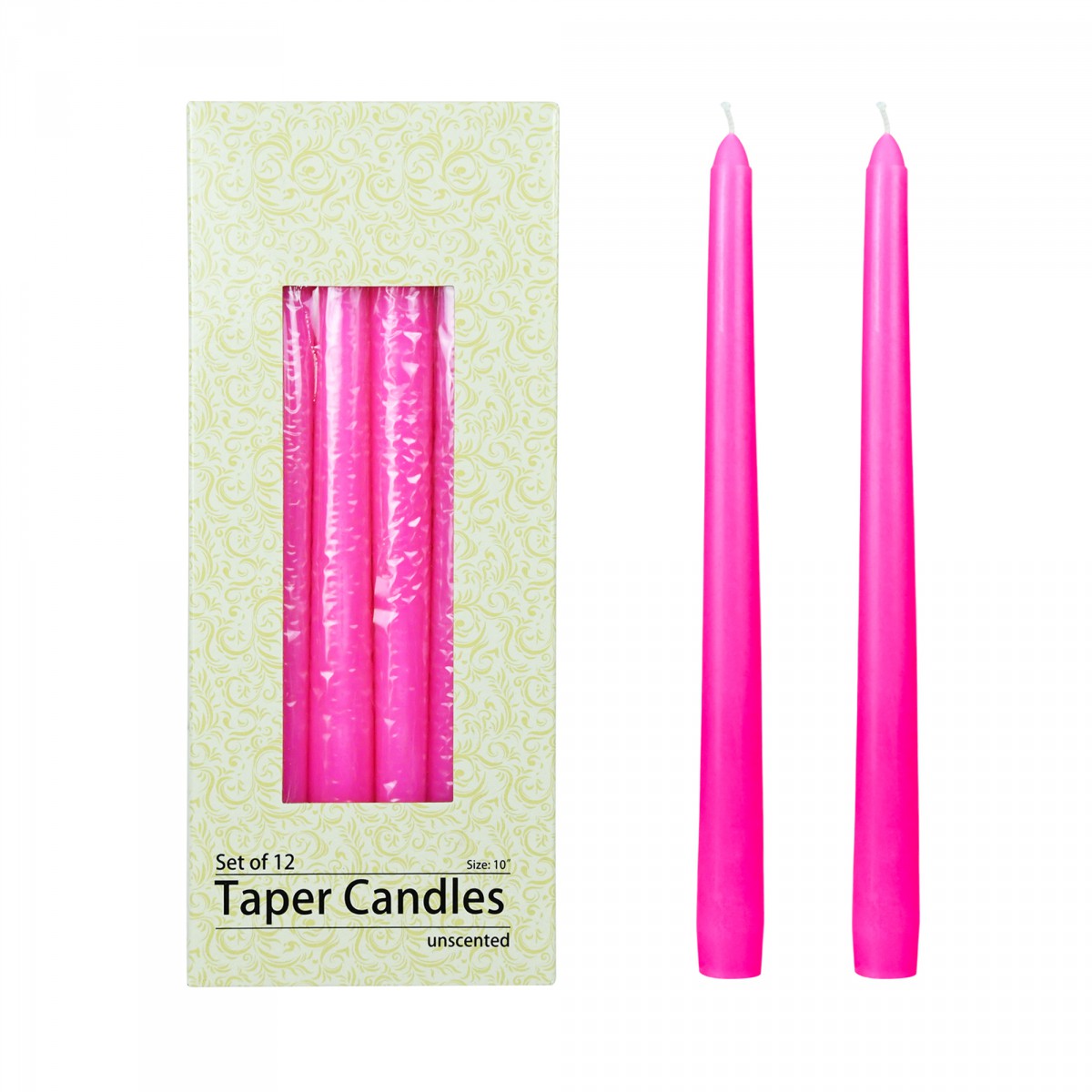 10 Inch Hot Pink Taper Candles (1 Dozen)