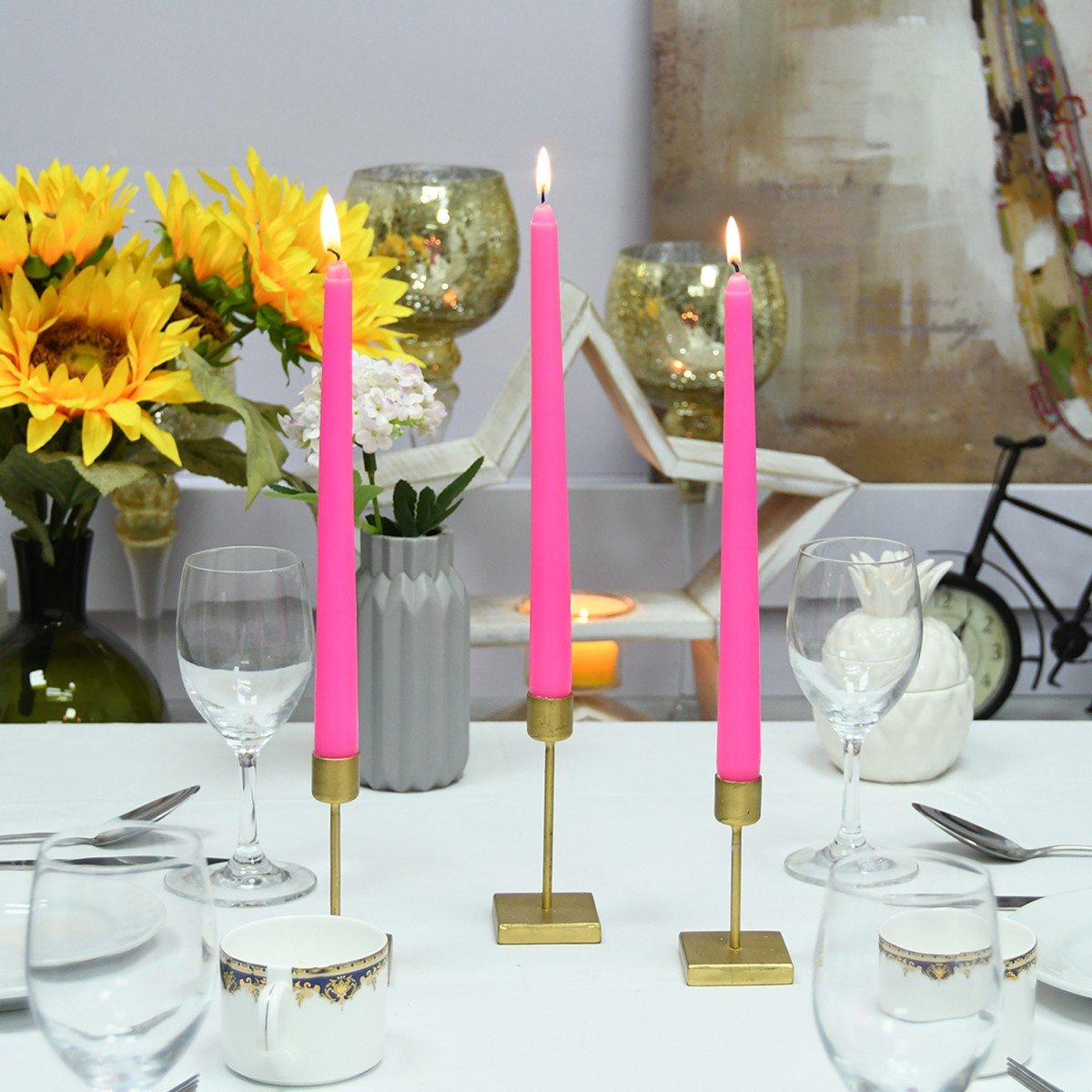 10 Inch Hot Pink Taper Candles (1 Dozen)