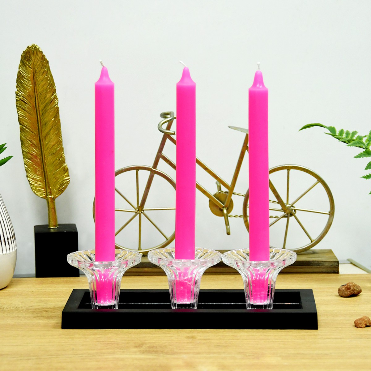 10 Inch Hot Pink Straight Taper Candles 144pcs Case Bulk