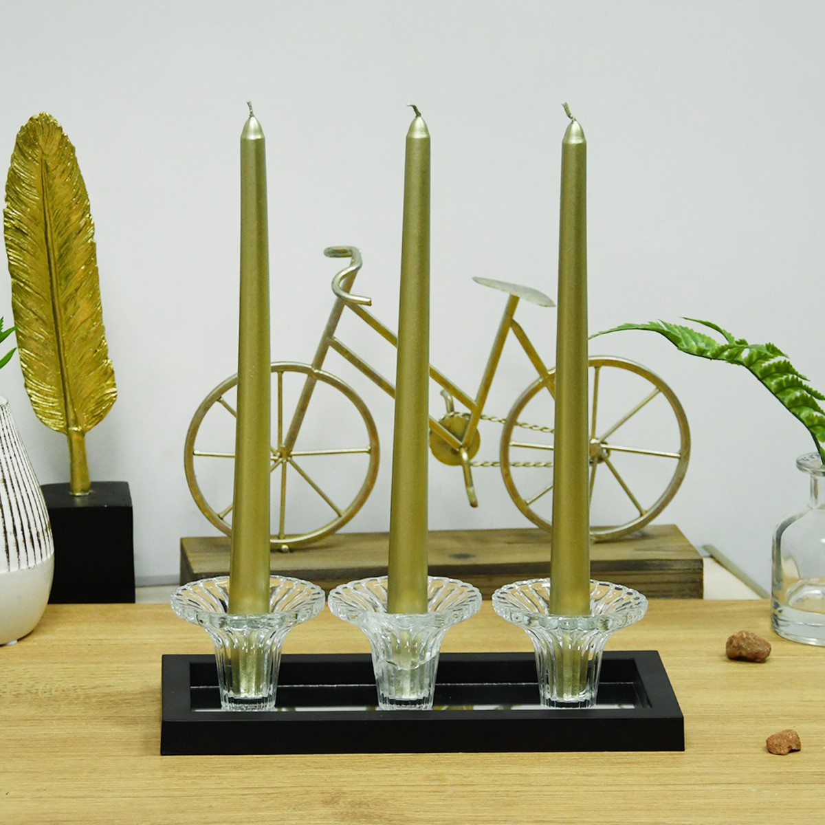 12 Inch Metallic Bronze Gold Taper Candles (144pcs/Case) Bulk