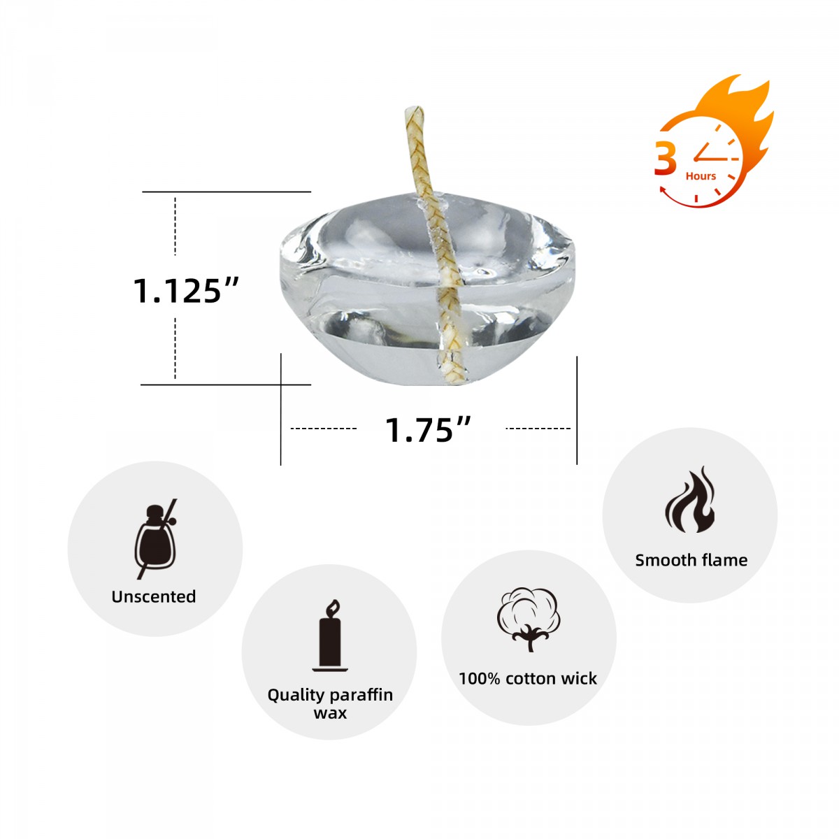 1.75 Inch Clear Gel Floating Candles (12pc/Box)