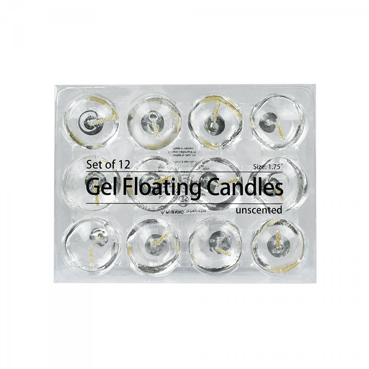 1.75 Inch Clear Gel Floating Candles (12pc/Box)