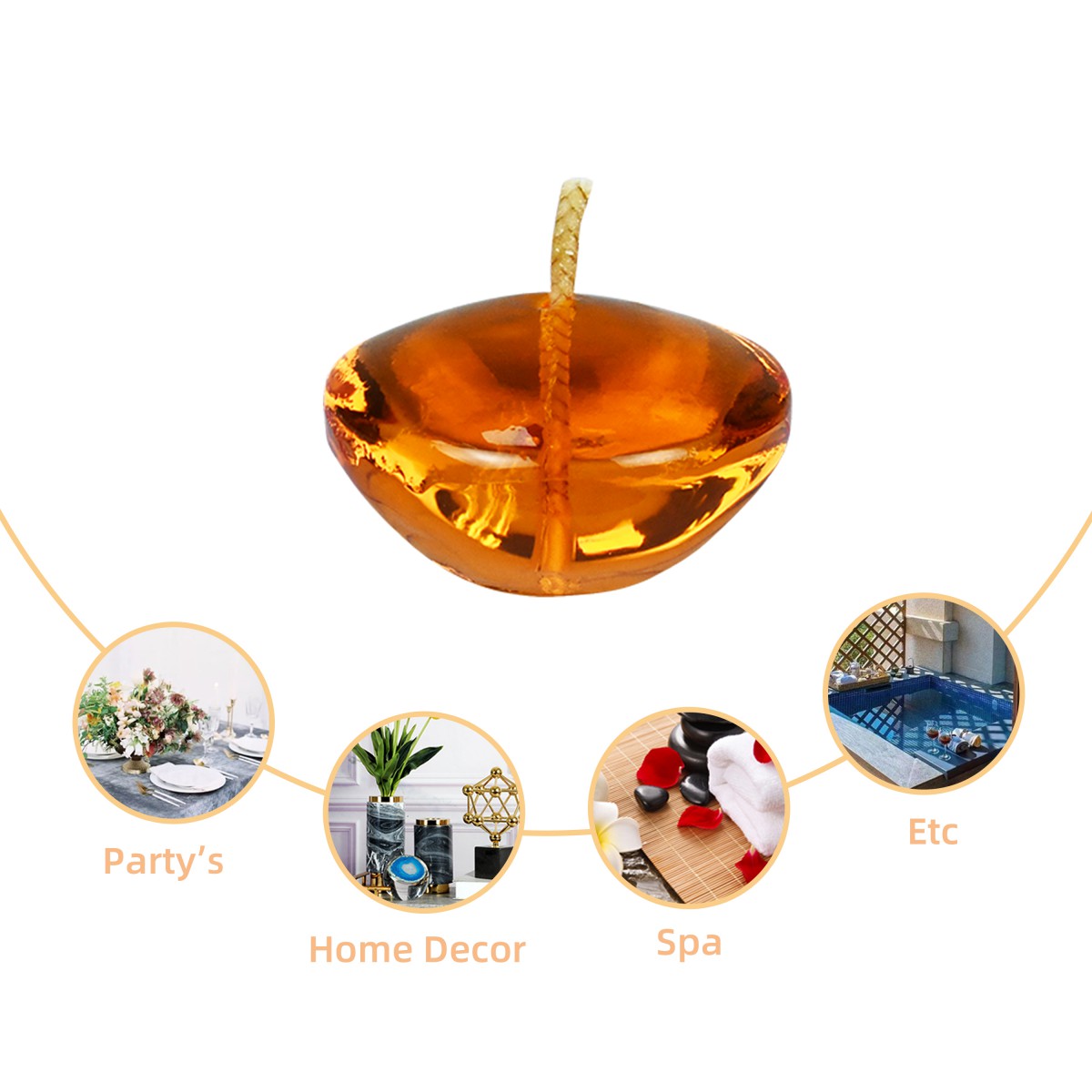 1.75 Inch Clear Orange Gel Floating Candles (12pc/Box)