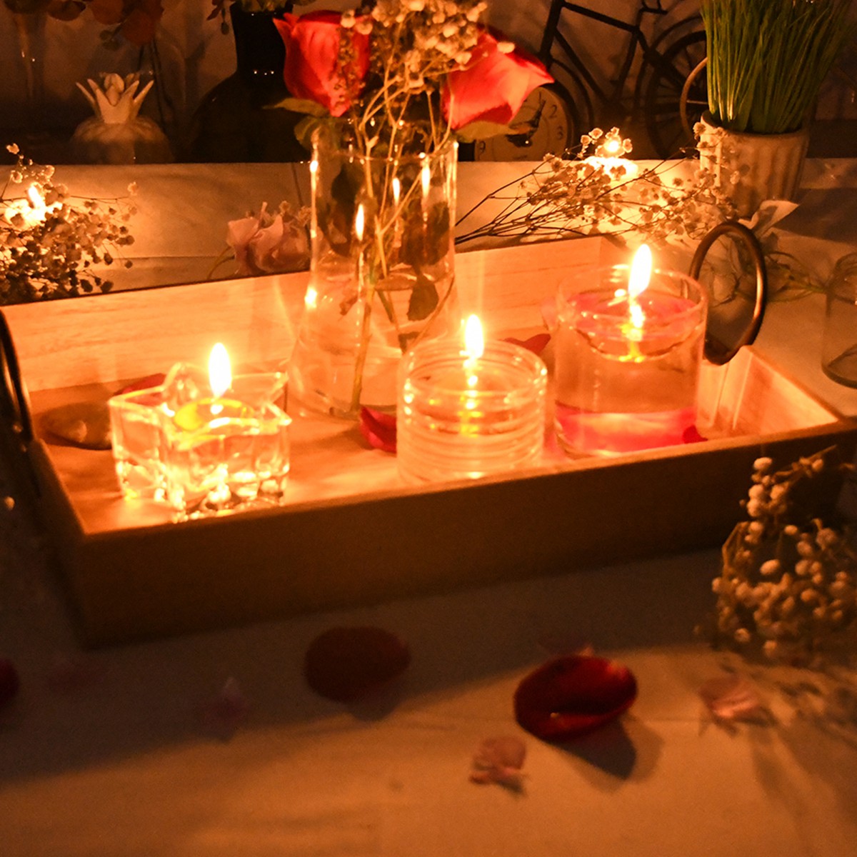 1.75 Inch Clear Orange Gel Floating Candles (12pc/Box)