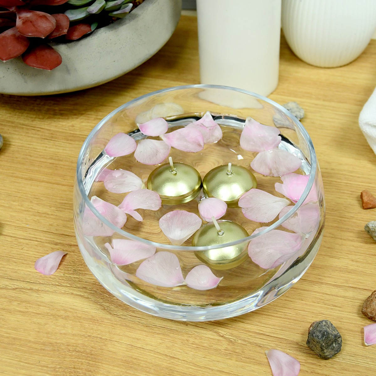 1 3/4 Inch Metallic Gold Floating Candles (24pc/Box)