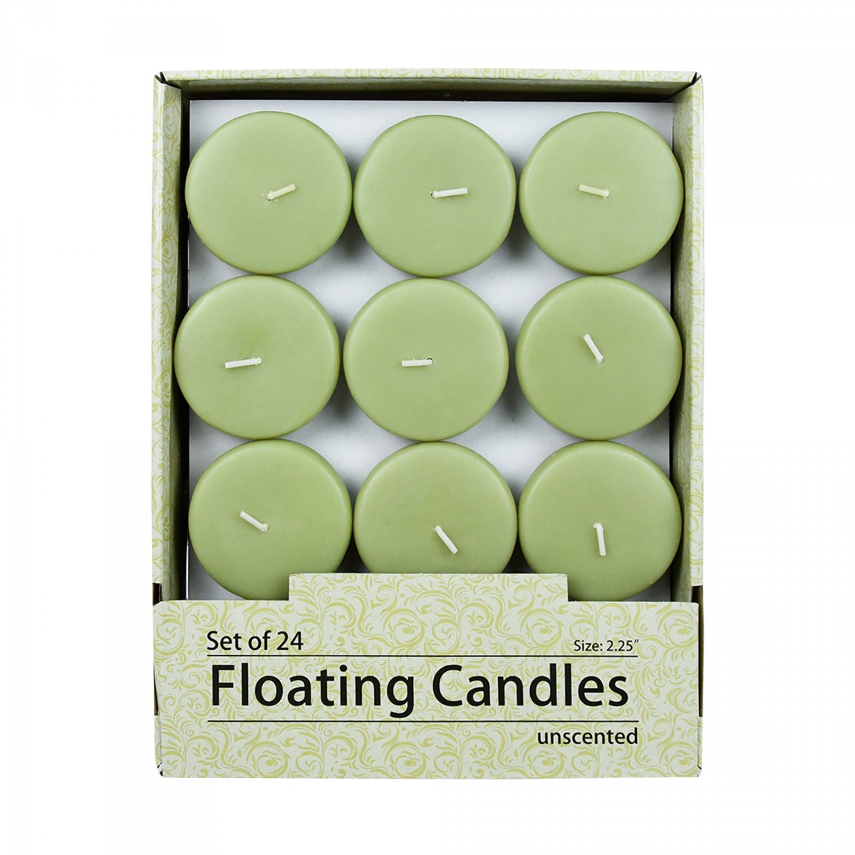 2 1/4 Inch Sage Green Floating Candles (24pc/Box)
