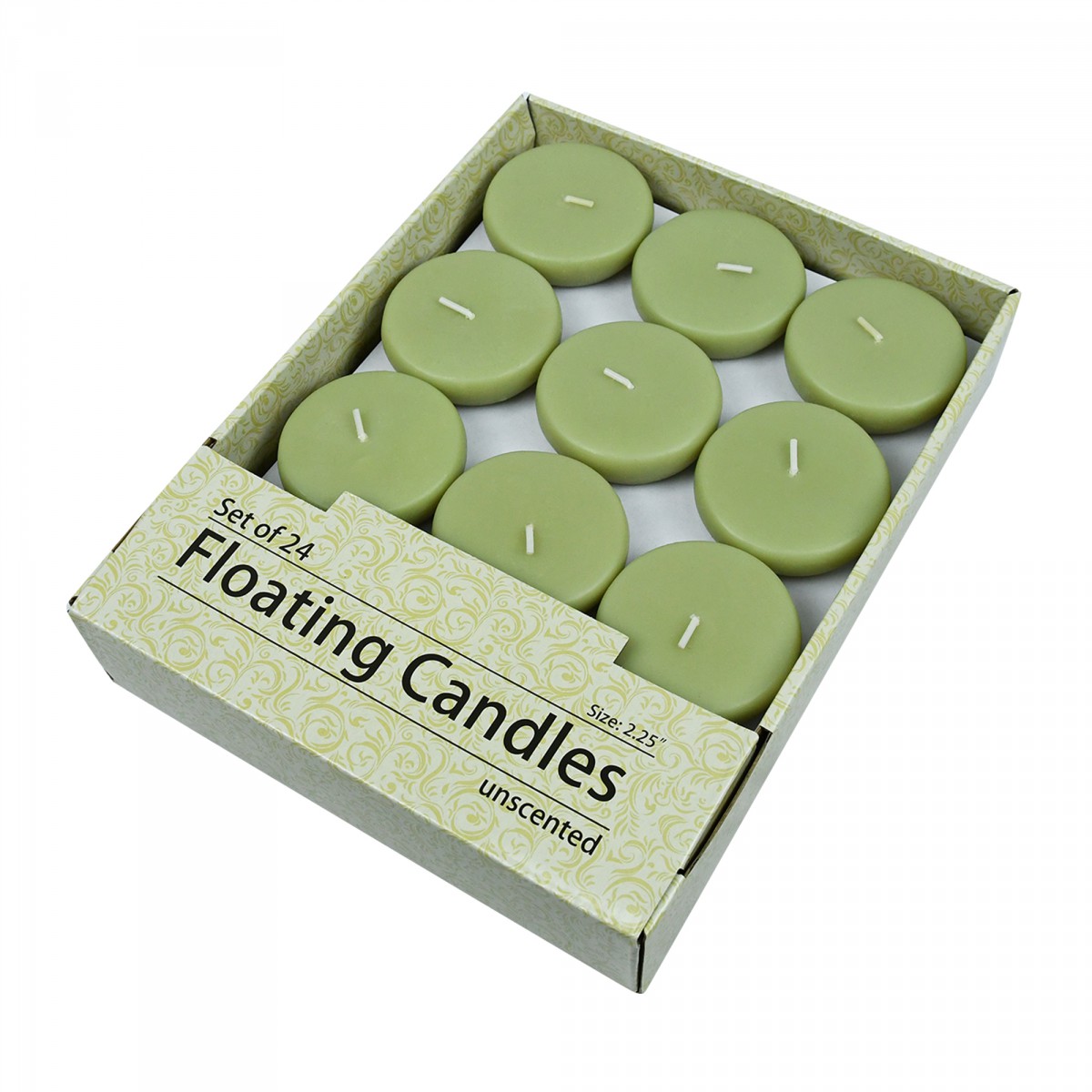 2 1/4 Inch Sage Green Floating Candles (24pc/Box)