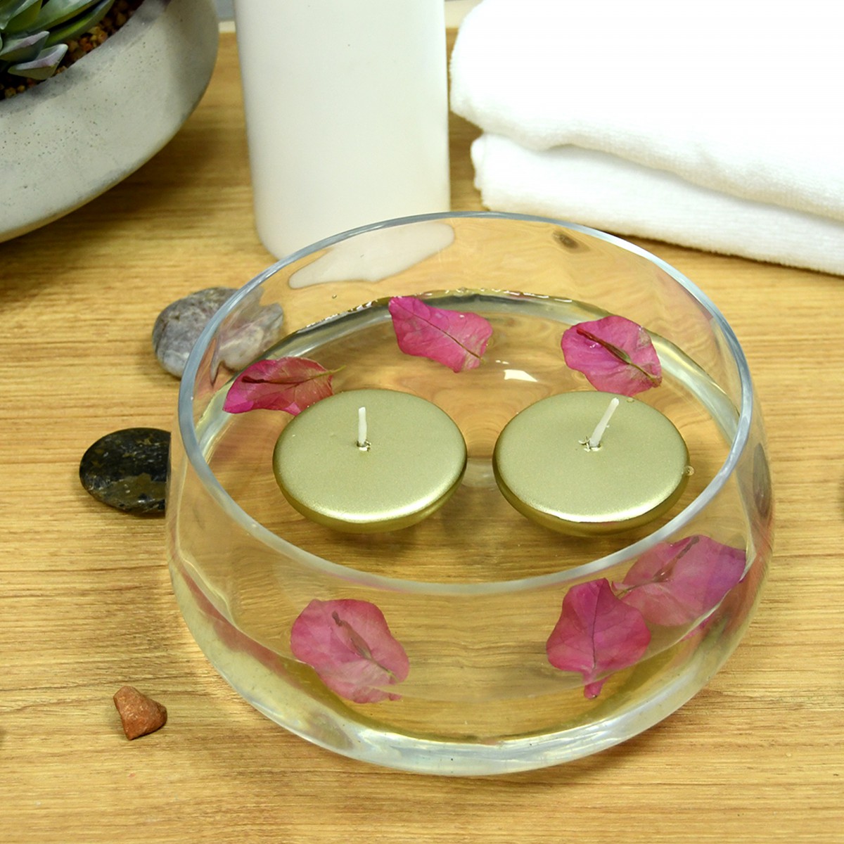 2 1/4 Inch Metallic Gold Floating Candles (24pc/Box)