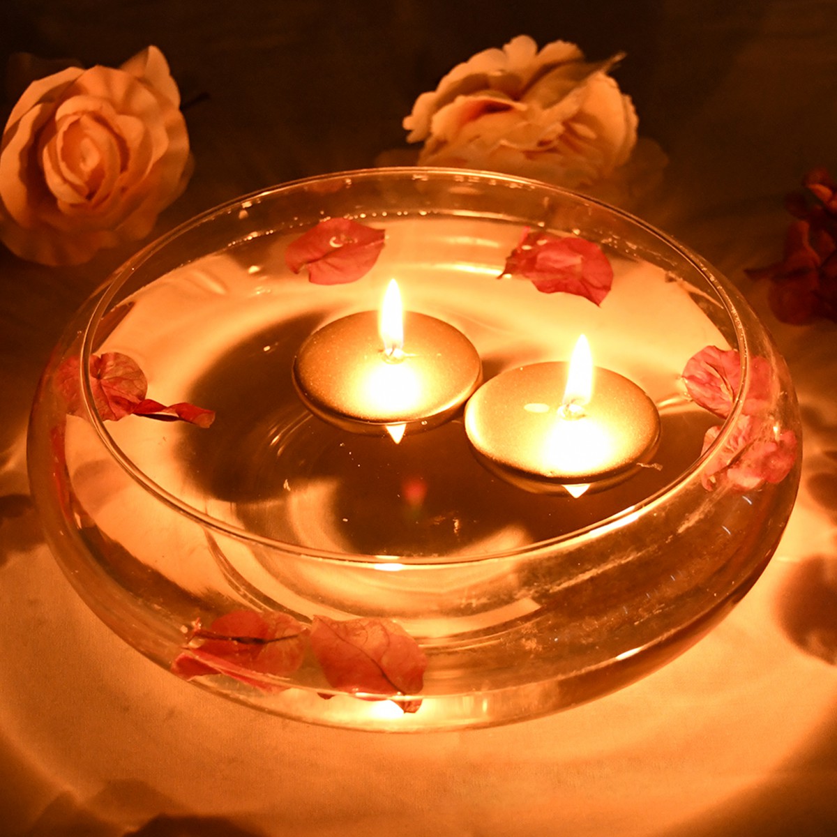 2 1/4 Inch Metallic Gold Floating Candles (24pc/Box)