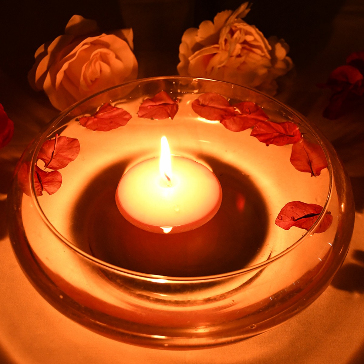 3 Inch Light Rose Floating Candles (72pcs/Case) Bulk