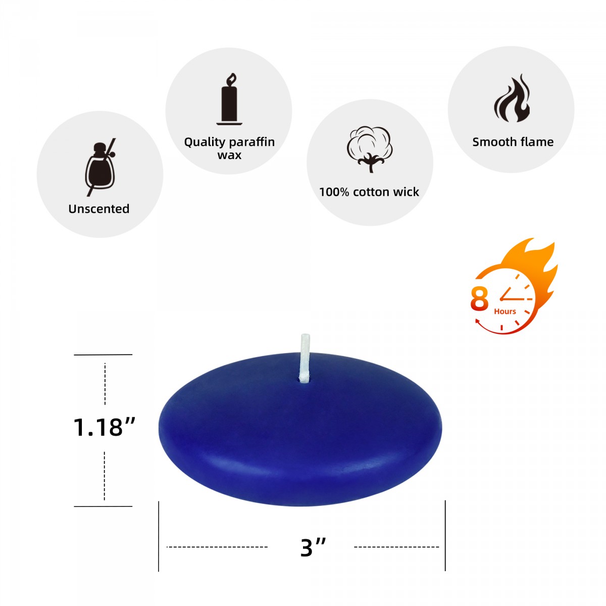3 Inch Royal Blue Floating Candles (12pc/Box)