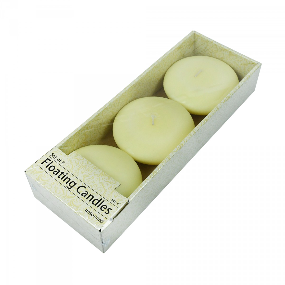 4 Inch Ivory Floating Candles (24pcs/Case) Bulk