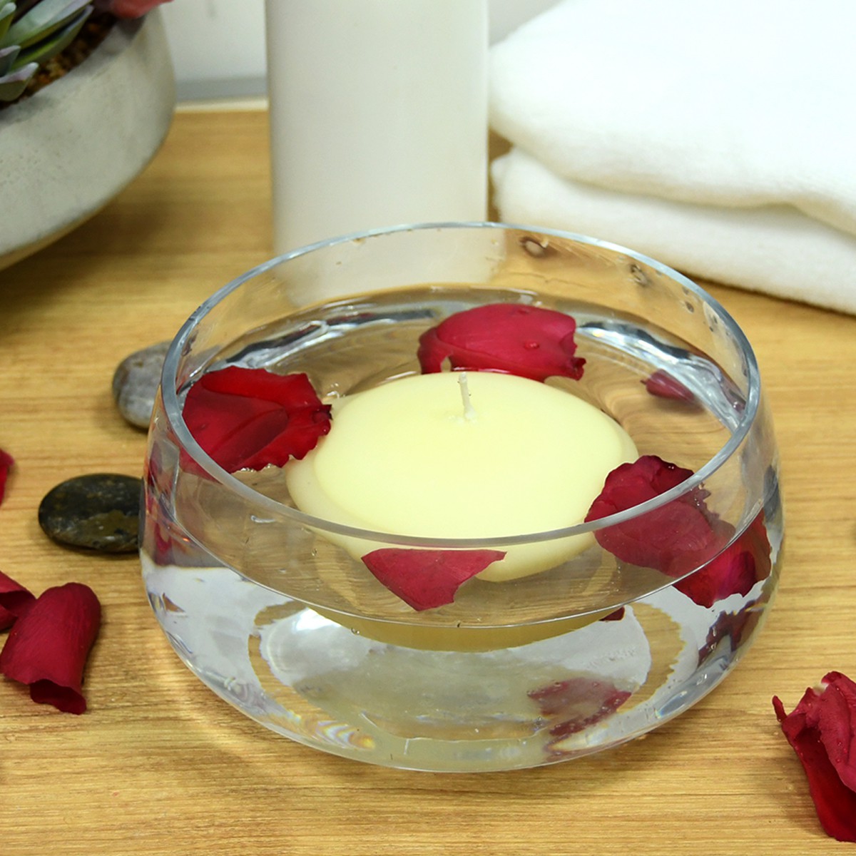 4 Inch Ivory Floating Candles (24pcs/Case) Bulk