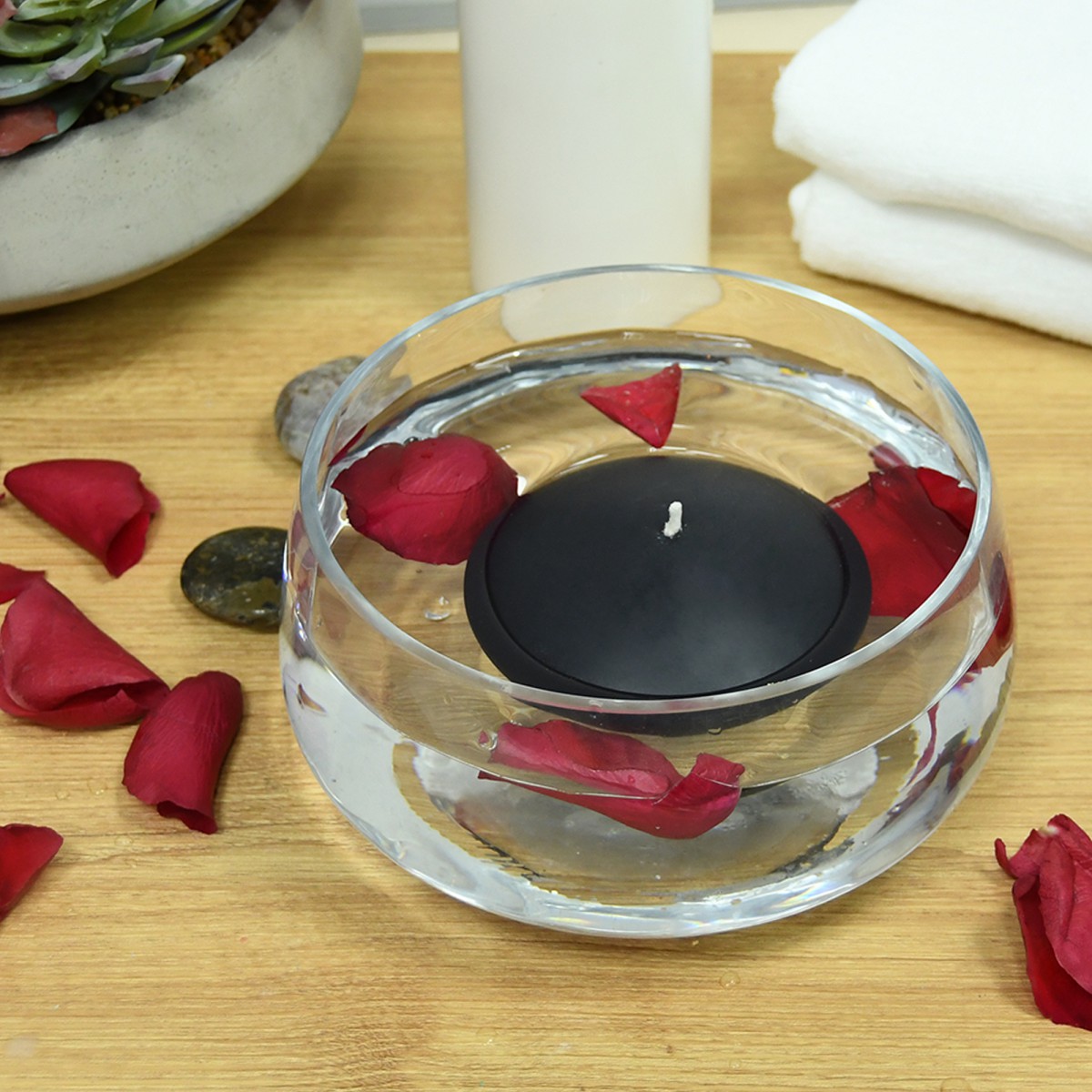 4 Inch Black Floating Candles (24pcs/Case) Bulk