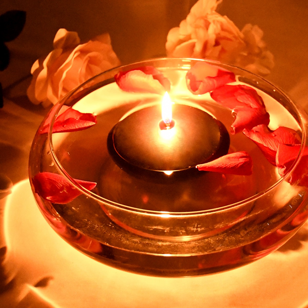 4 Inch Black Floating Candles (24pcs/Case) Bulk