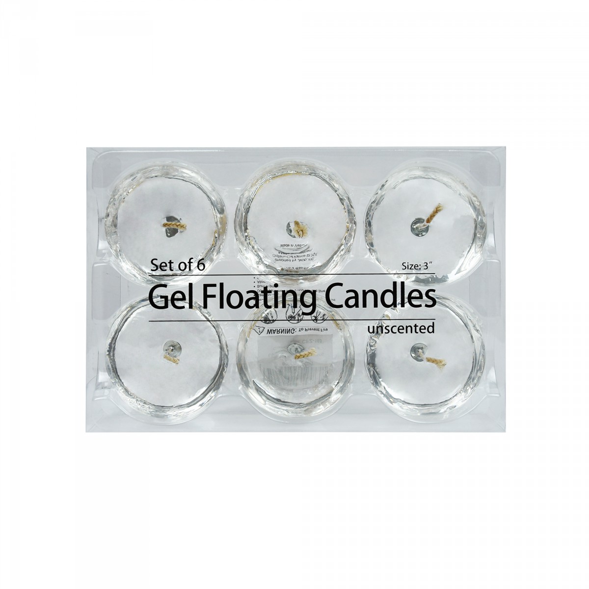 3 Inch Clear Gel Floating Candles (6pc/Box)