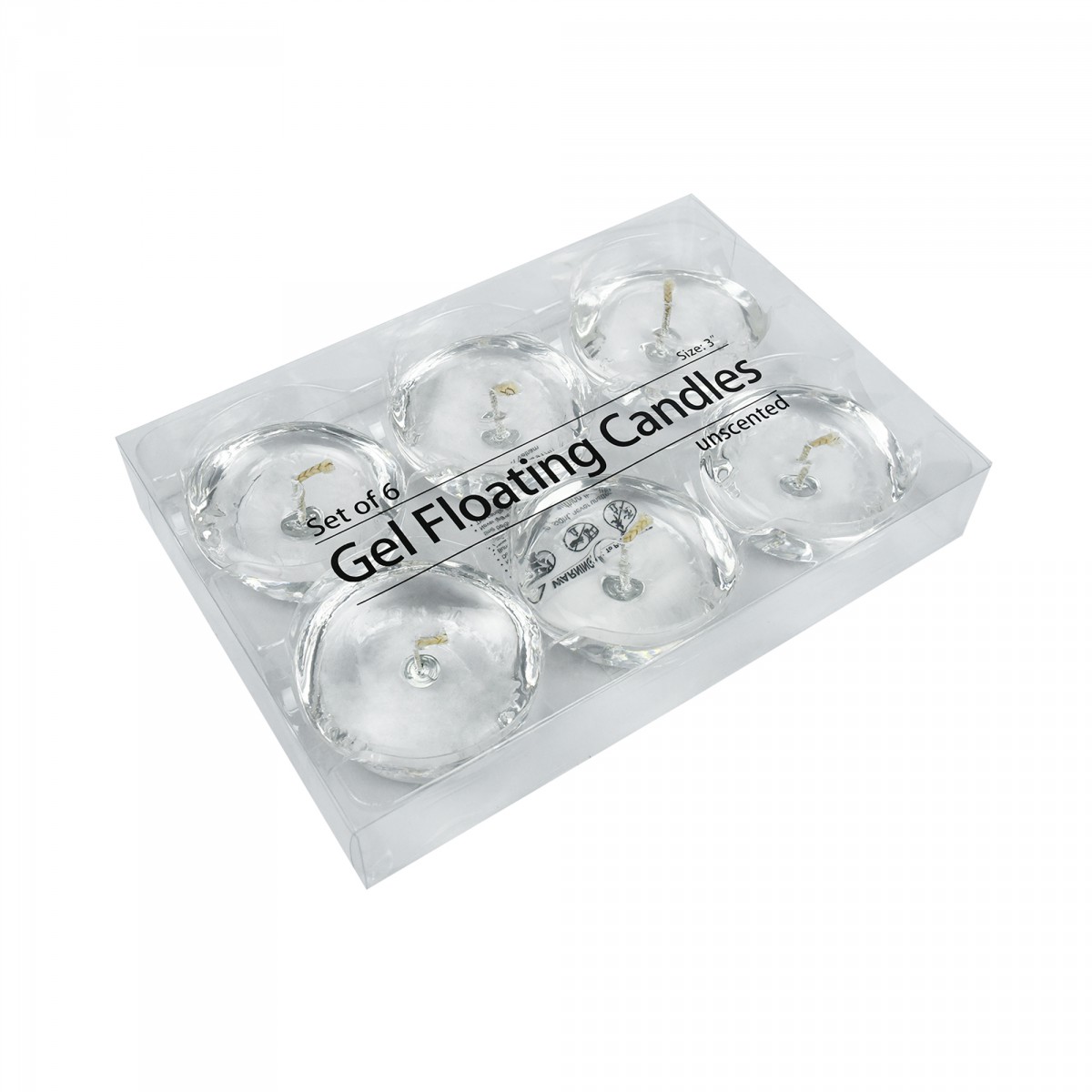 3 Inch Clear Gel Floating Candles (6pc/Box)