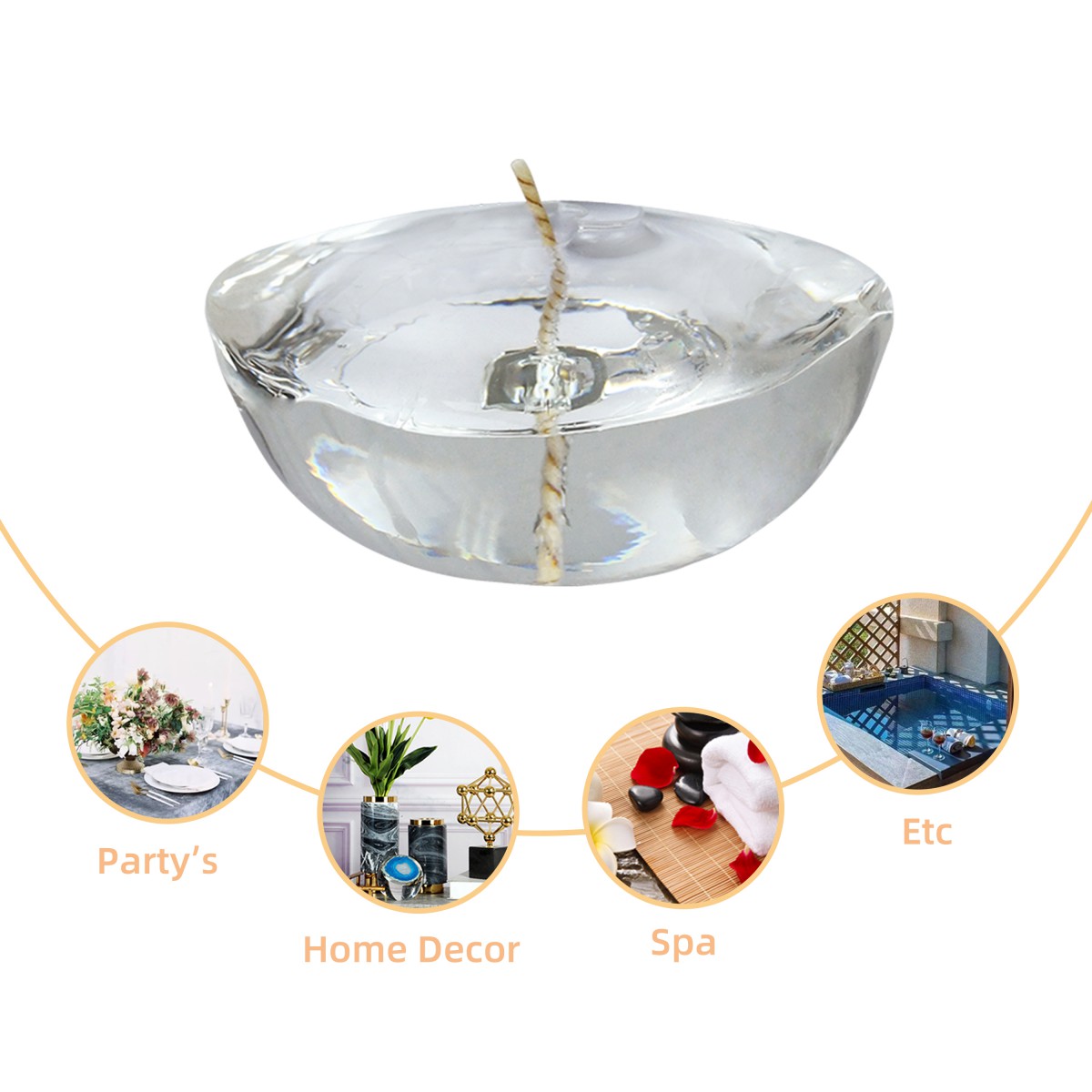 3 Inch Clear Gel Floating Candles (6pc/Box)