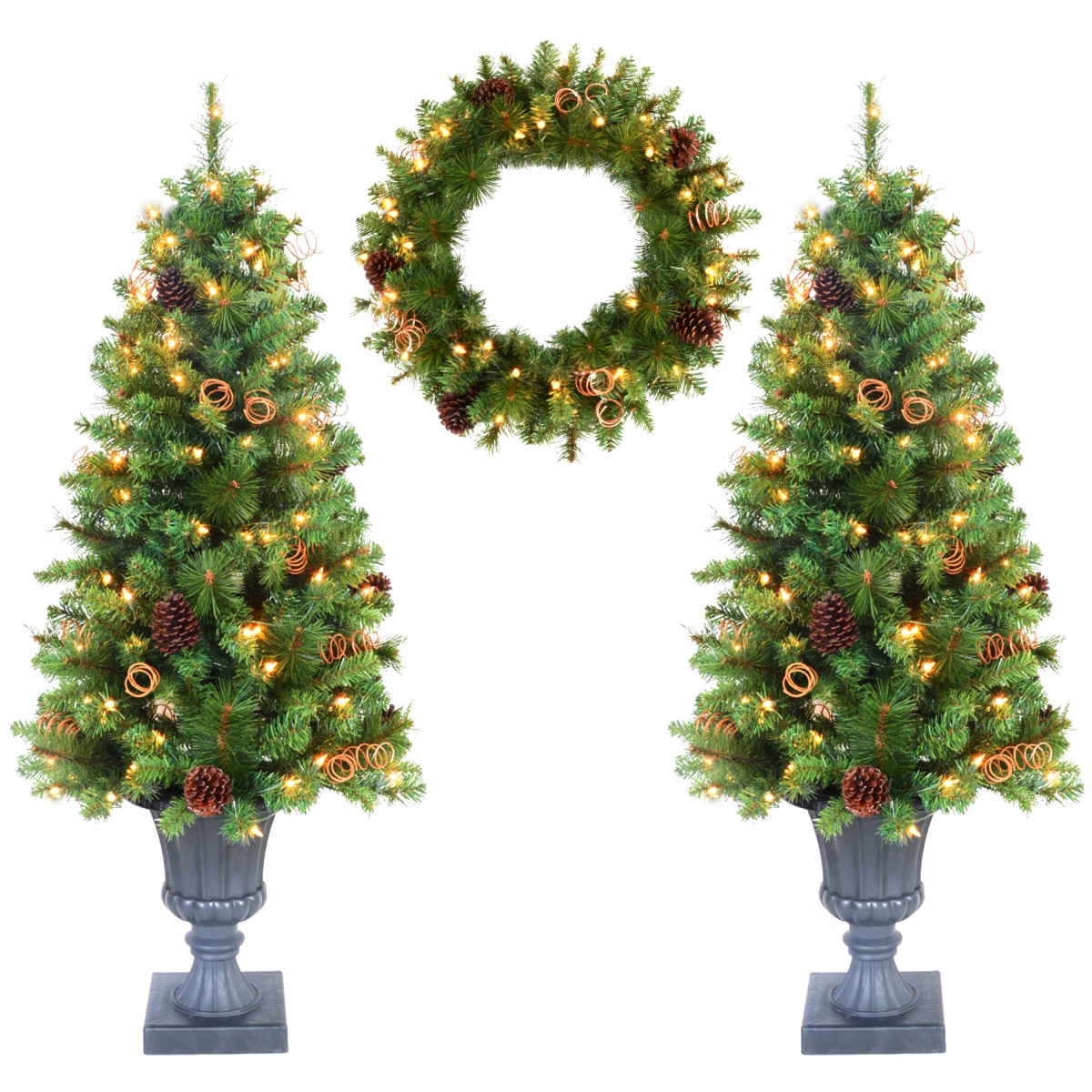 3 Piece 4ft Christmas Tree And Holiday Wreath Set