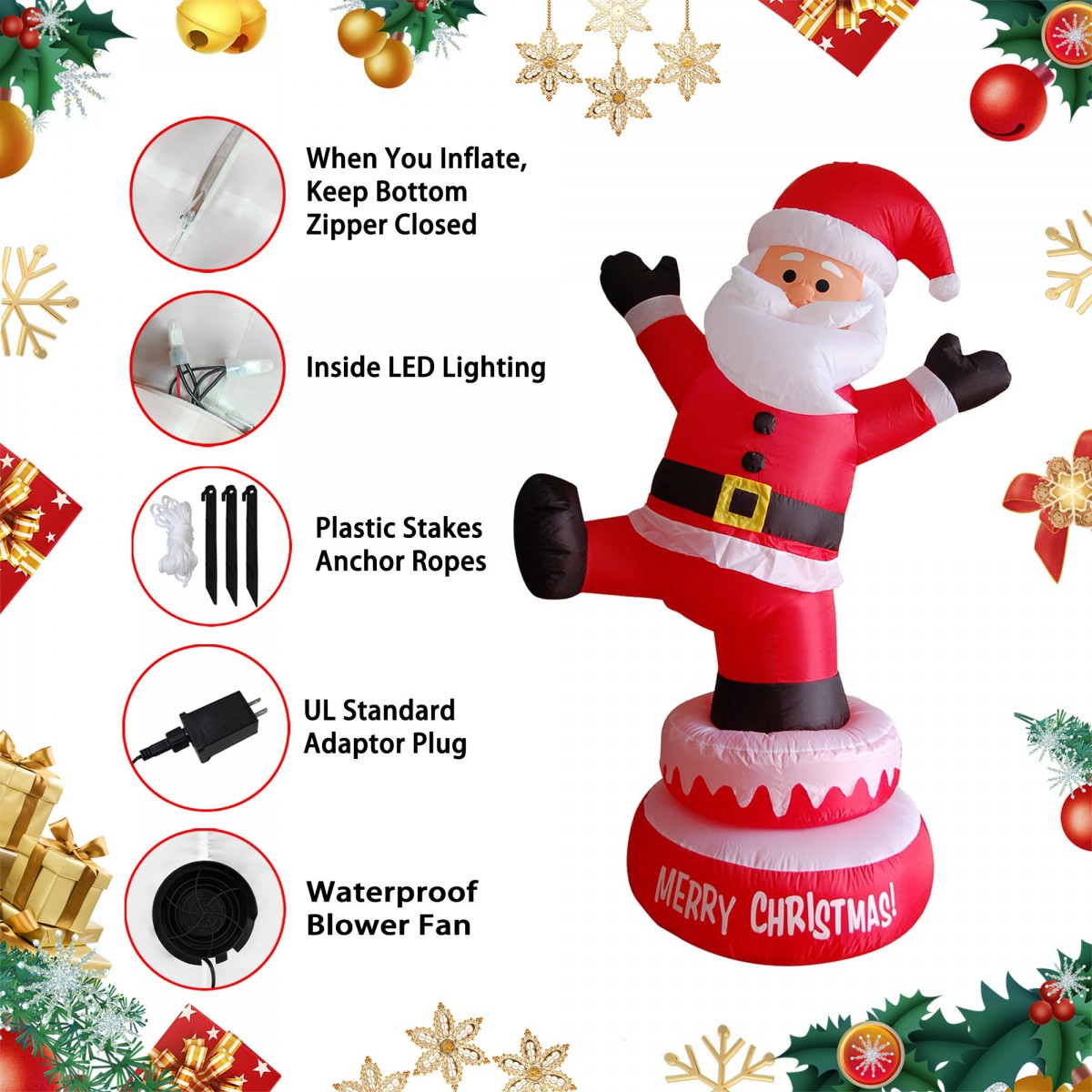 5FT Inflatable Rotating Santa Claus