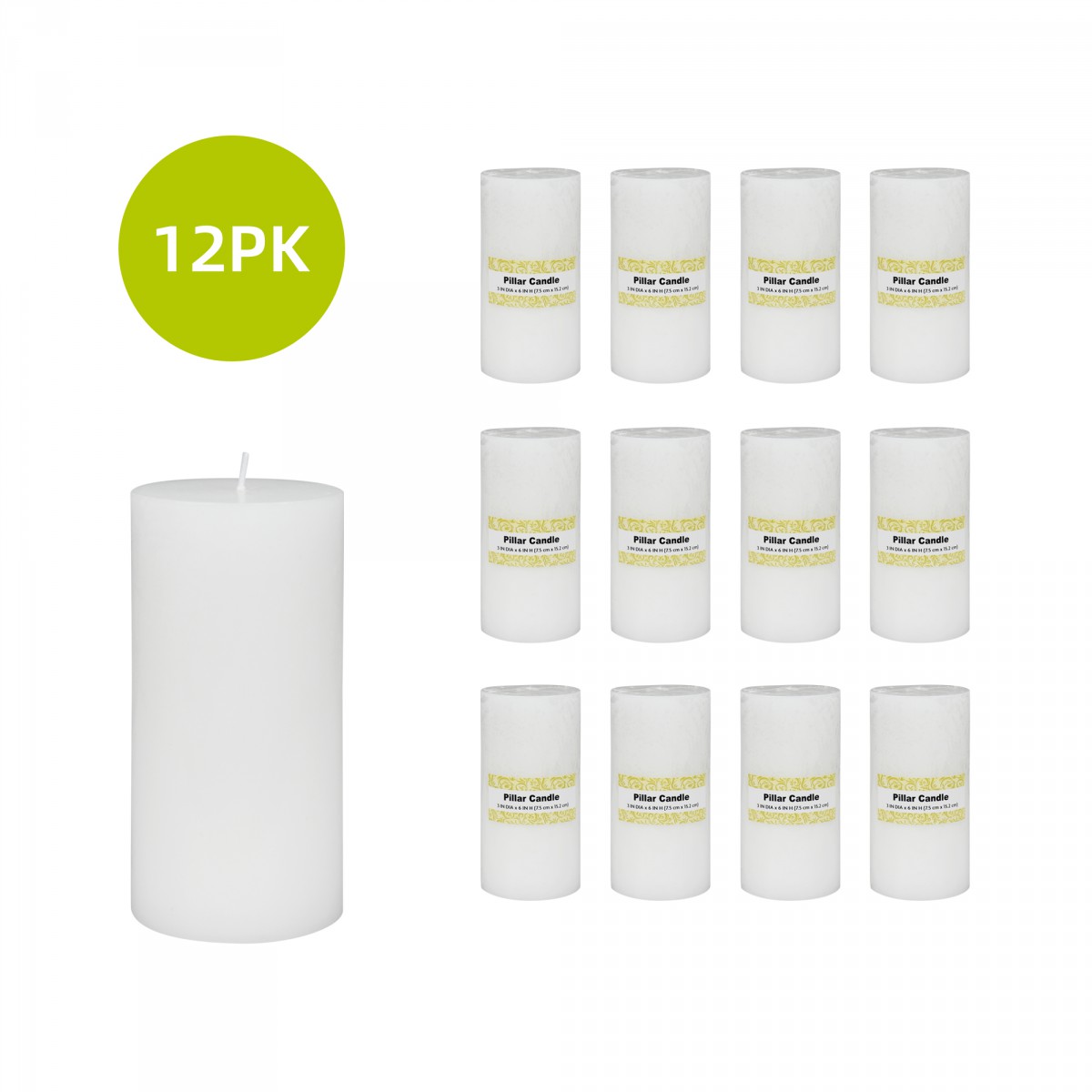 3 x 6 Inch White Citronella Pillar Candle