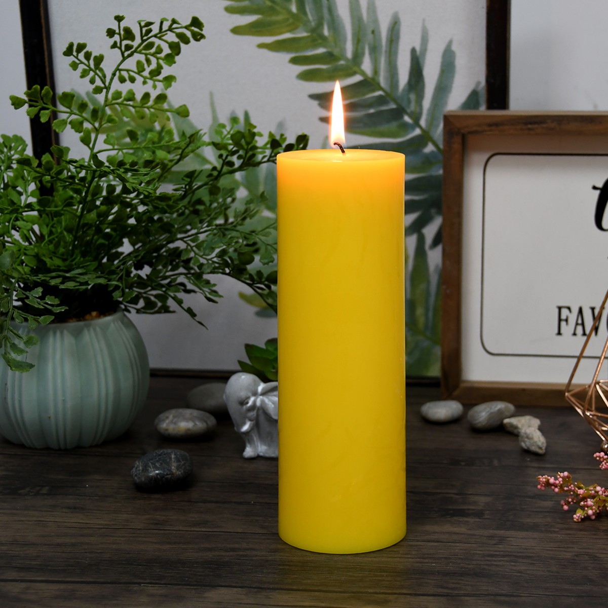 3 x 9 Inch Yellow Citronella Pillar Candle 12pcs Case Bulk