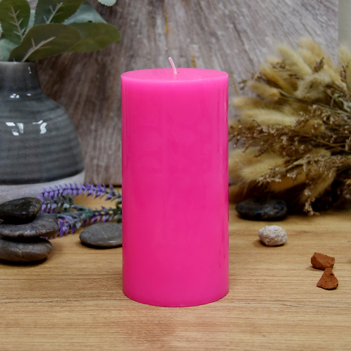 3 x 6 inch hot pink pillar candles 12pcs case bulk