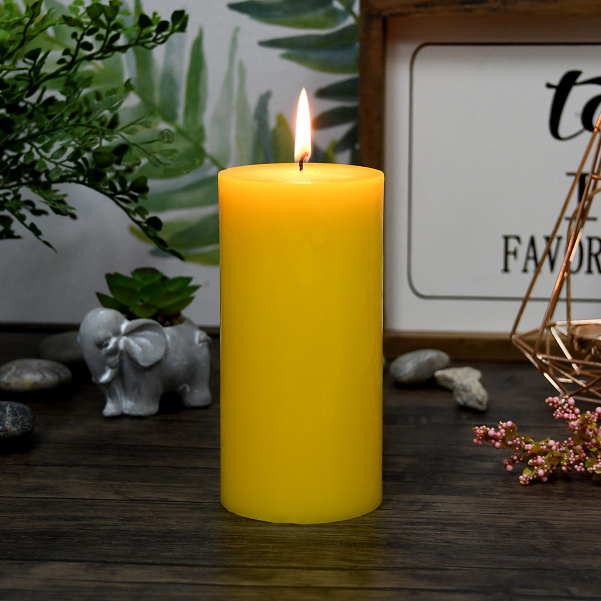 3 x 6 Inch Yellow Pillar Candles(12pcs/Case) Bulk
