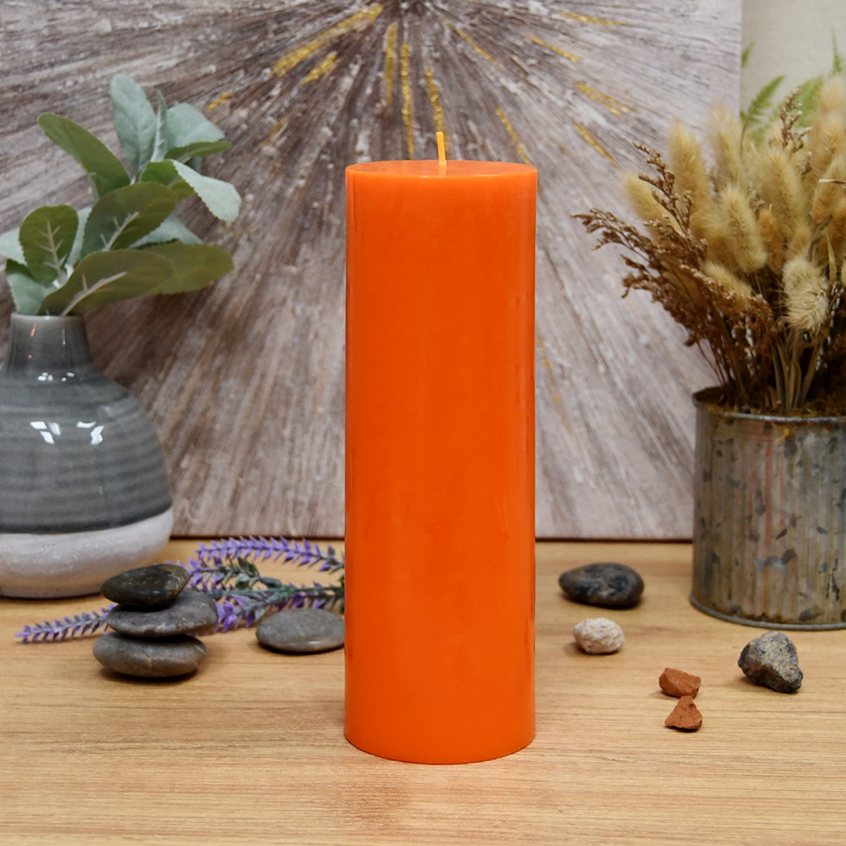 3 x 9 Inch Orange Pillar Candles (12pcs/Case) Bulk